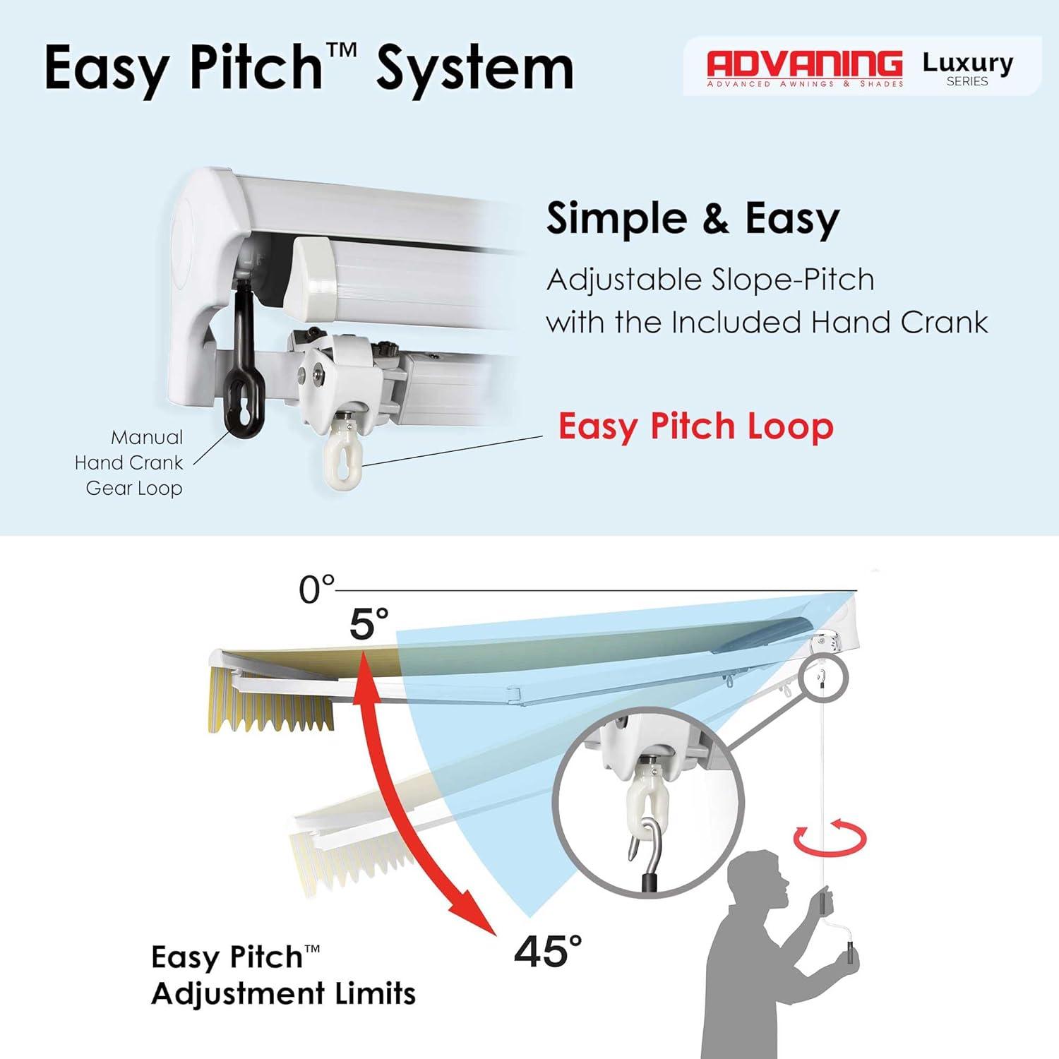 Advaning 10.5'' Fabric, Metal Cover Retractable Patio Awning
