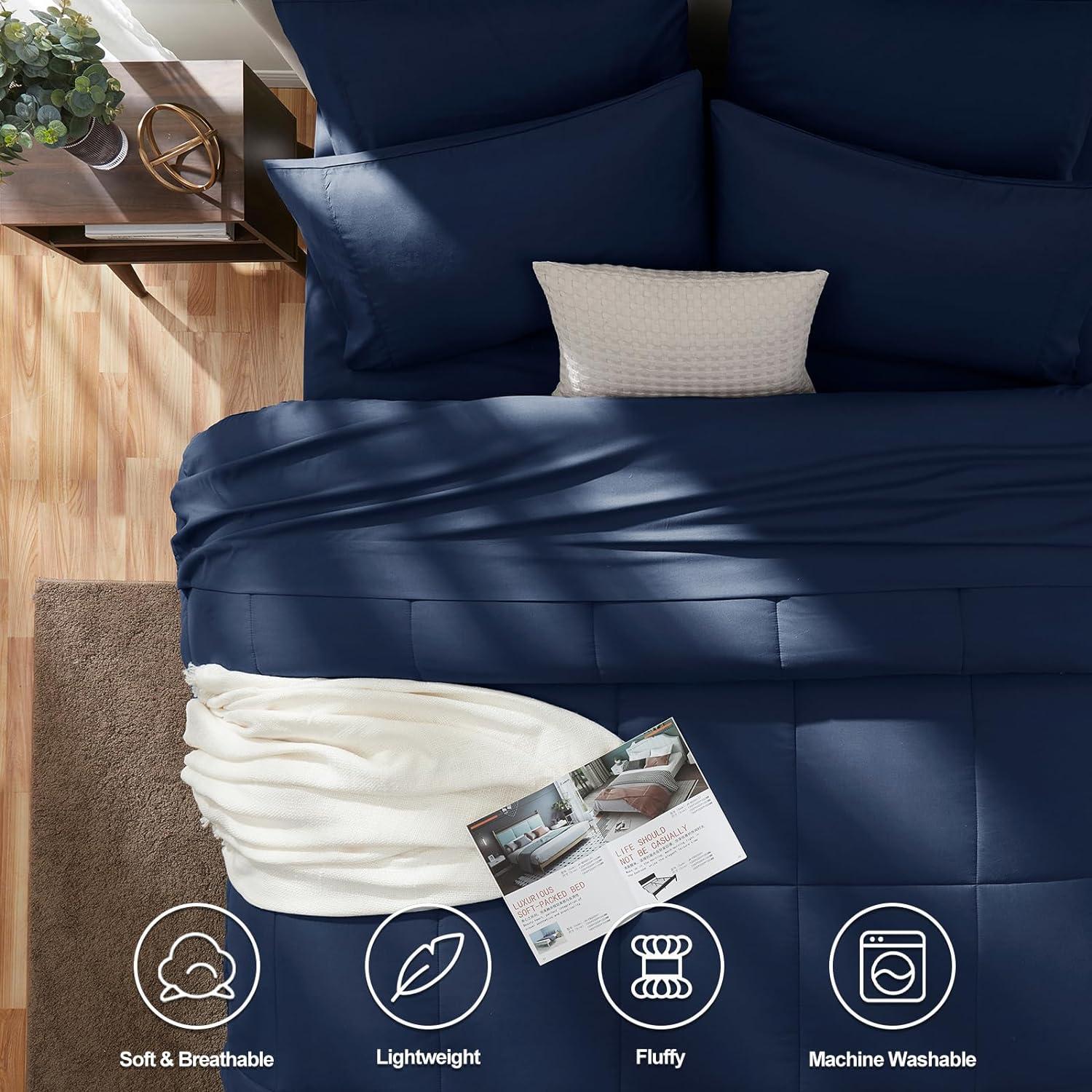 Sweet Home Collection All Season Bed-in-A-Bag 5pc/7pc Solid Color Comforter & Sheet Set Ultra Soft Bedding by Sweet Home Collection