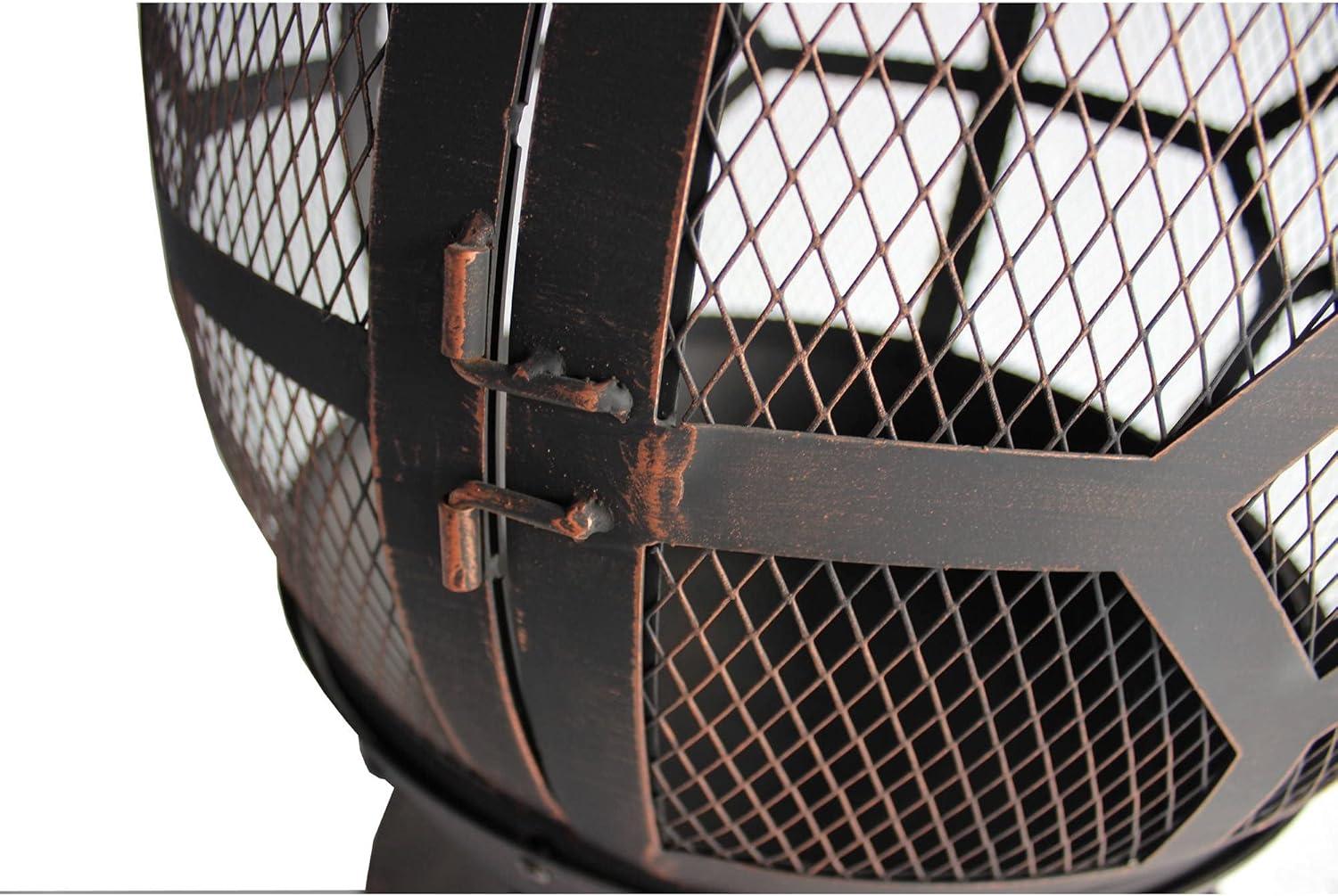 Antique Bronze Cast Iron Outdoor Chiminea with Mesh Screen