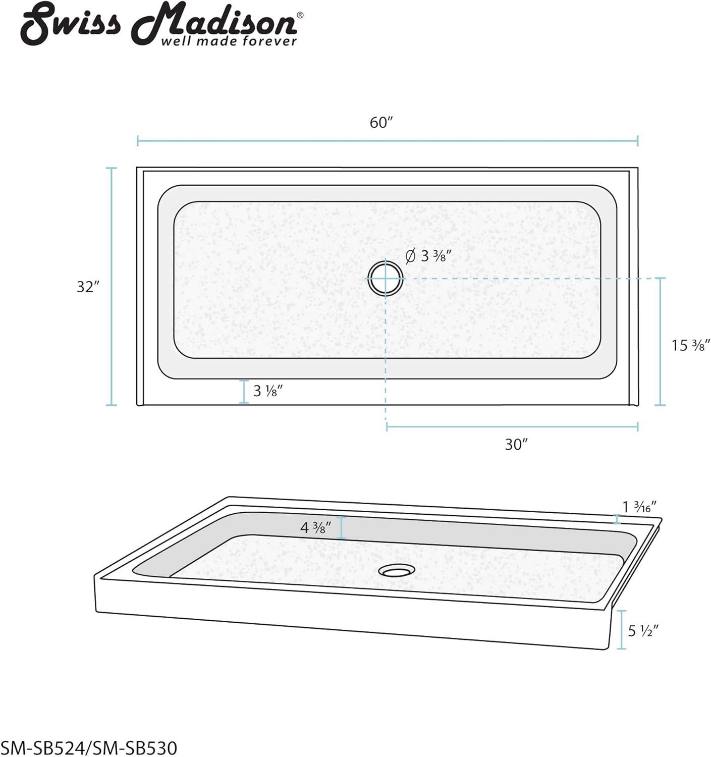 Voltaire 60" x 32" Single-Threshold, Shower Base