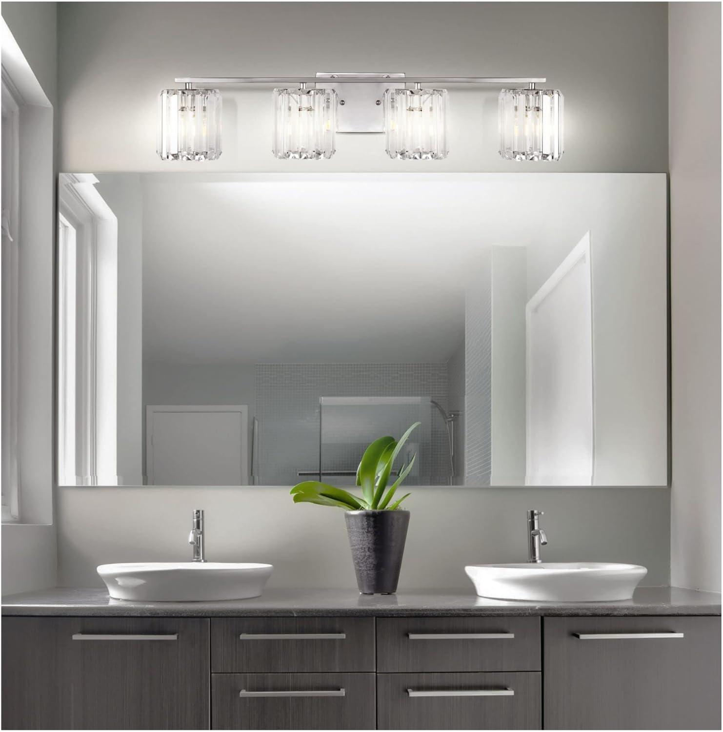 Chrome Glass Prism LED Vanity Light, 29.75"