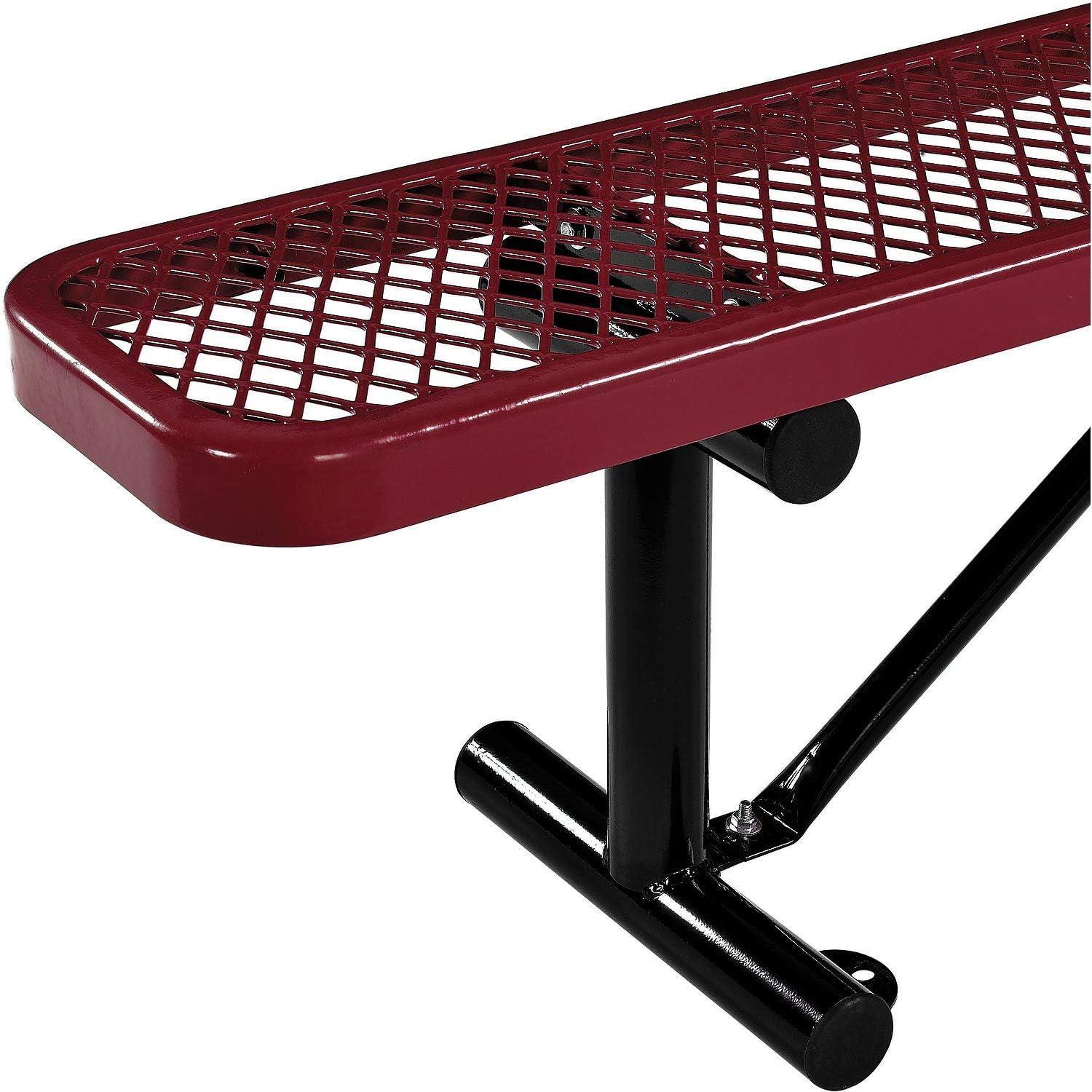 Red Thermoplastic Coated Steel Outdoor Bench, 72 Inch