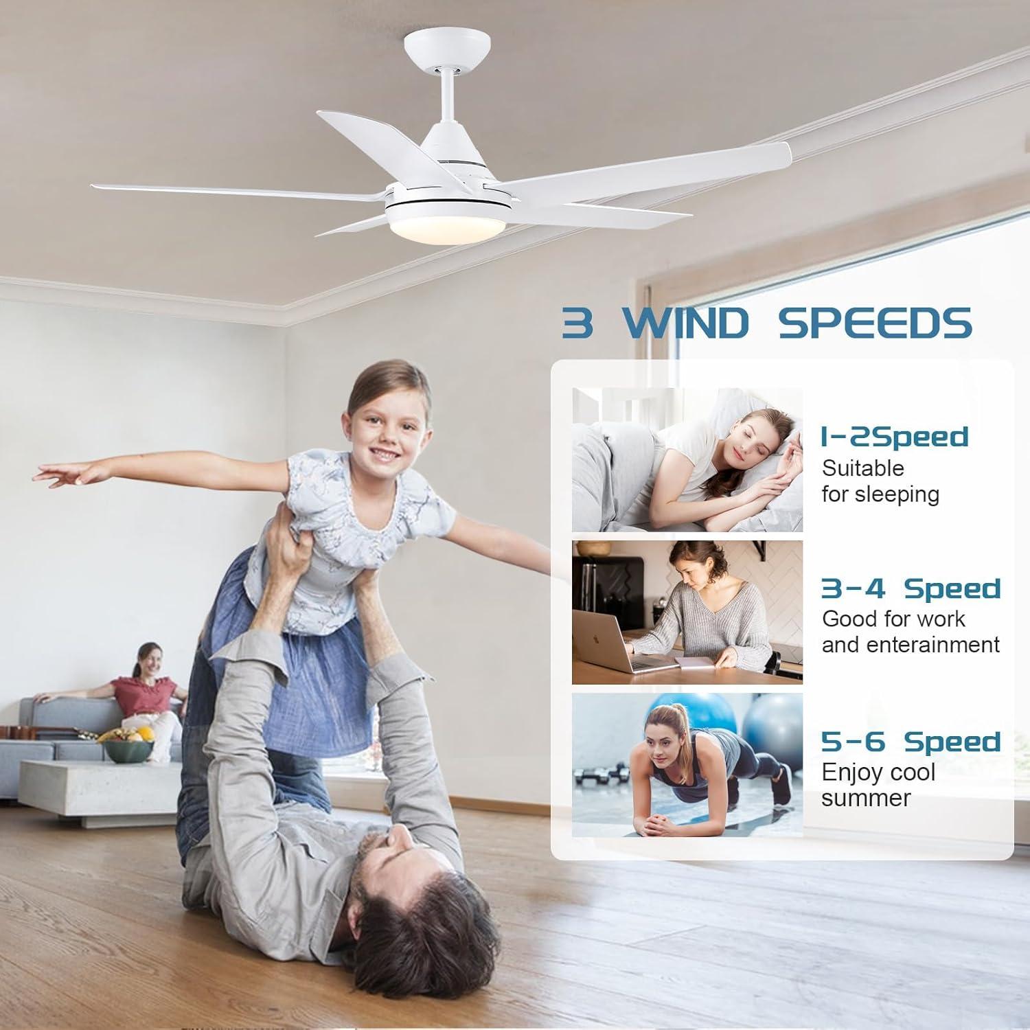 Bascio 5 - Blade LED Standard Ceiling Fan with Remote Control and Light Kit Included