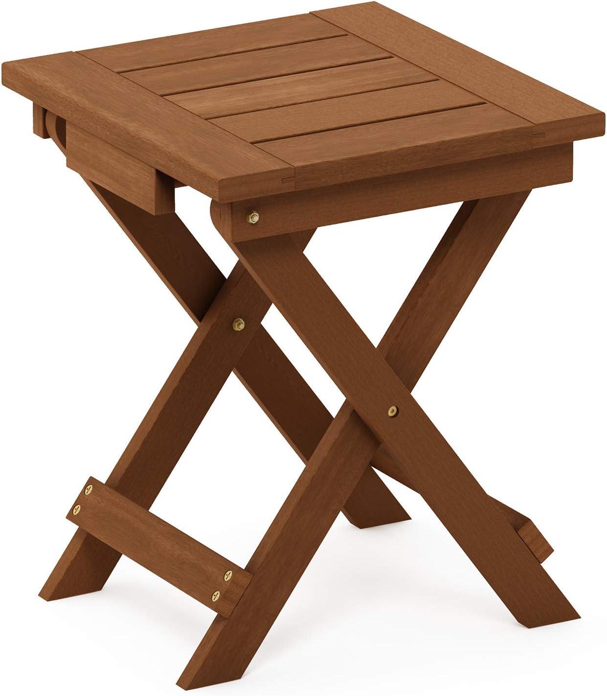 Tioman Medium Brown Wood Outdoor Folding End Table