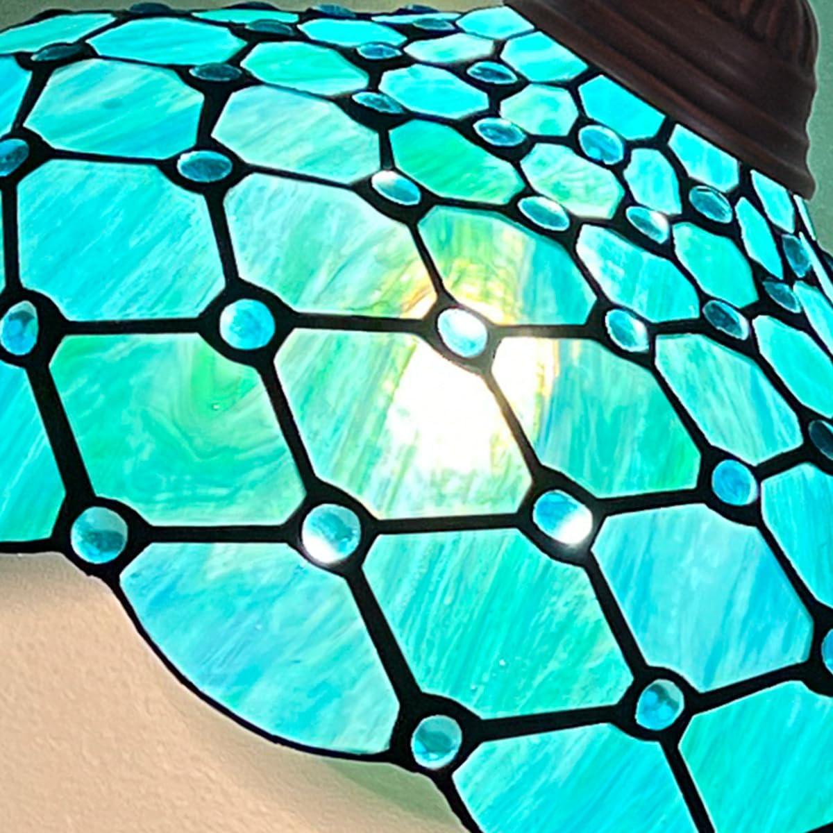 Bloomsbury Market 62" Tiffany-Style Seagrass Blue Beaded Stained Glass Floor Lamp - Adjustable Reading Light