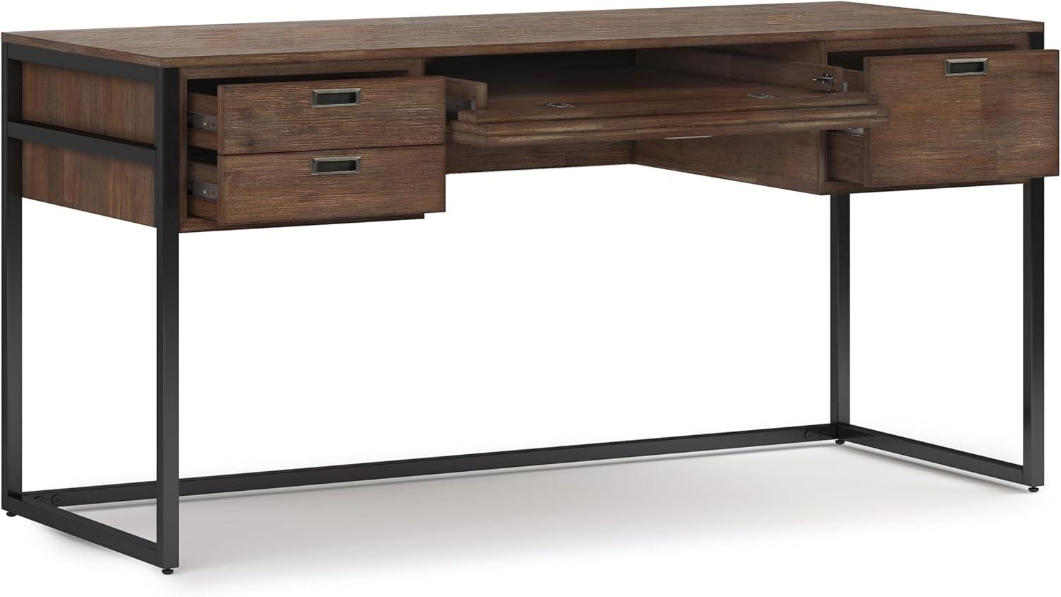 Simpli Home Richmond ACACIA WOOD Modern Industrial 60" Desk in Rustic Natural Brown