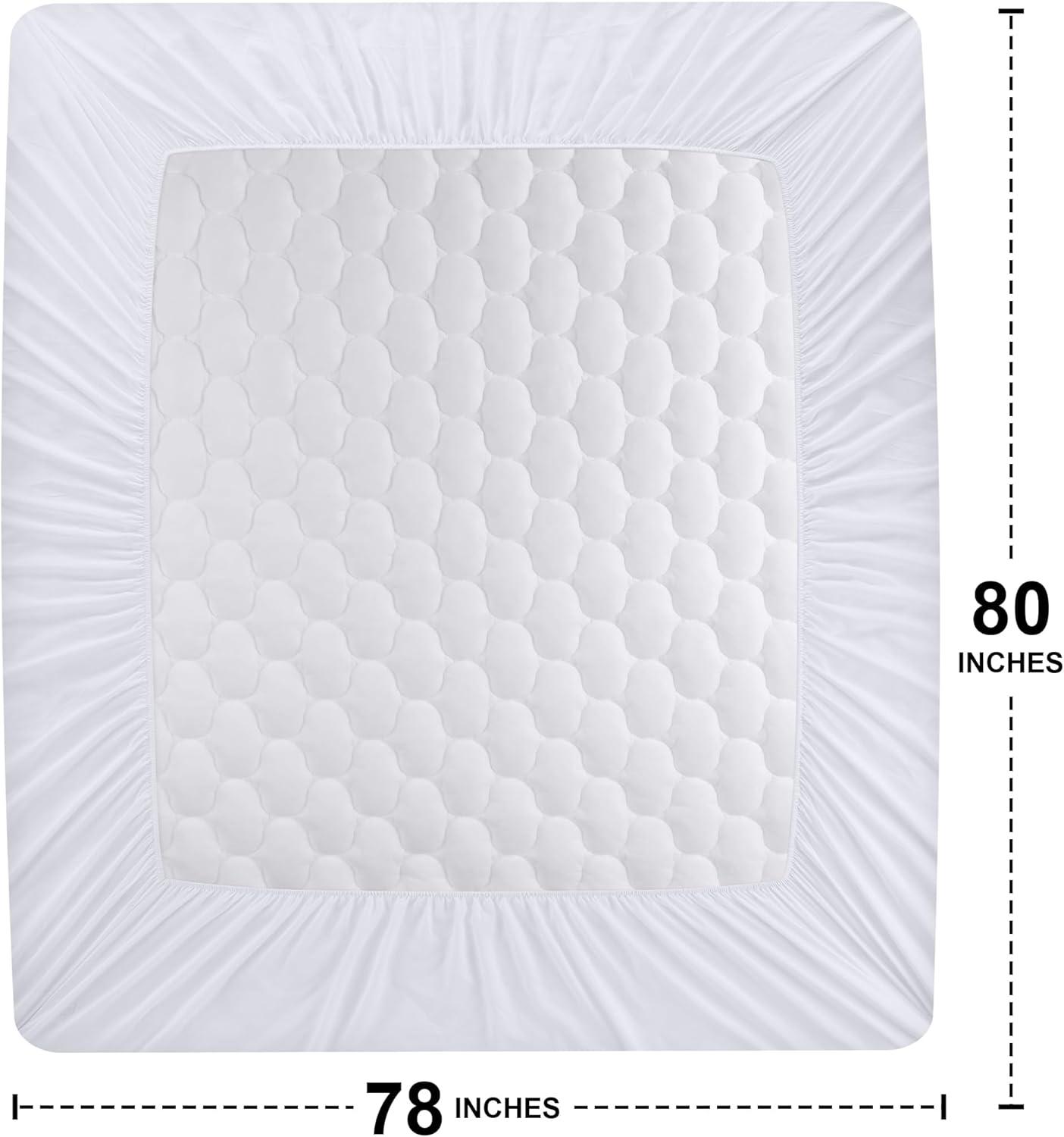 King Size White Quilted Waterproof Mattress Protector