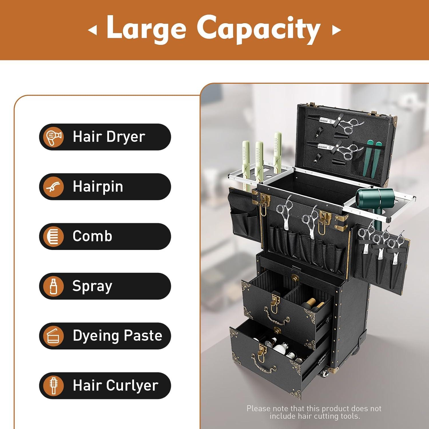 YaoTown Lockable Hairdressing Organizer Tool Box with Hair Dryer Holder
