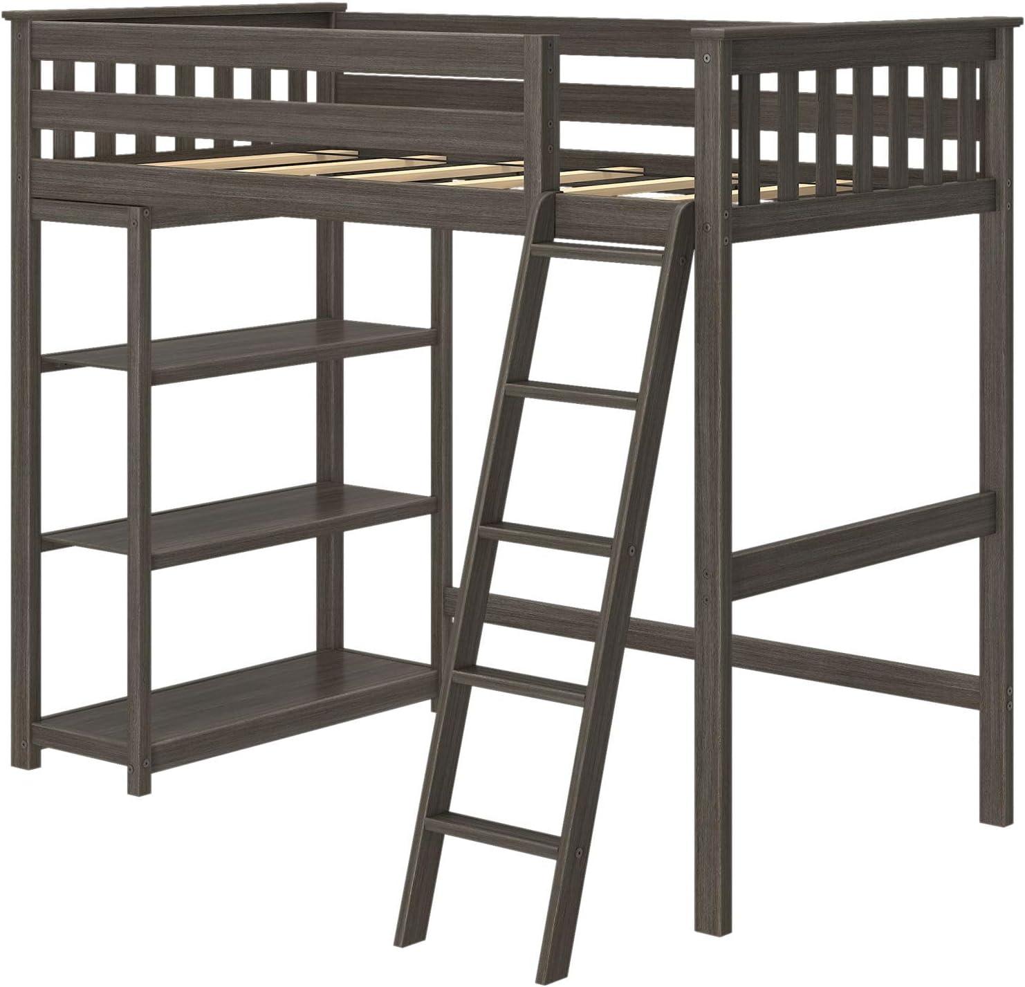 Forbes Twin Pine Loft Bed with Shelves