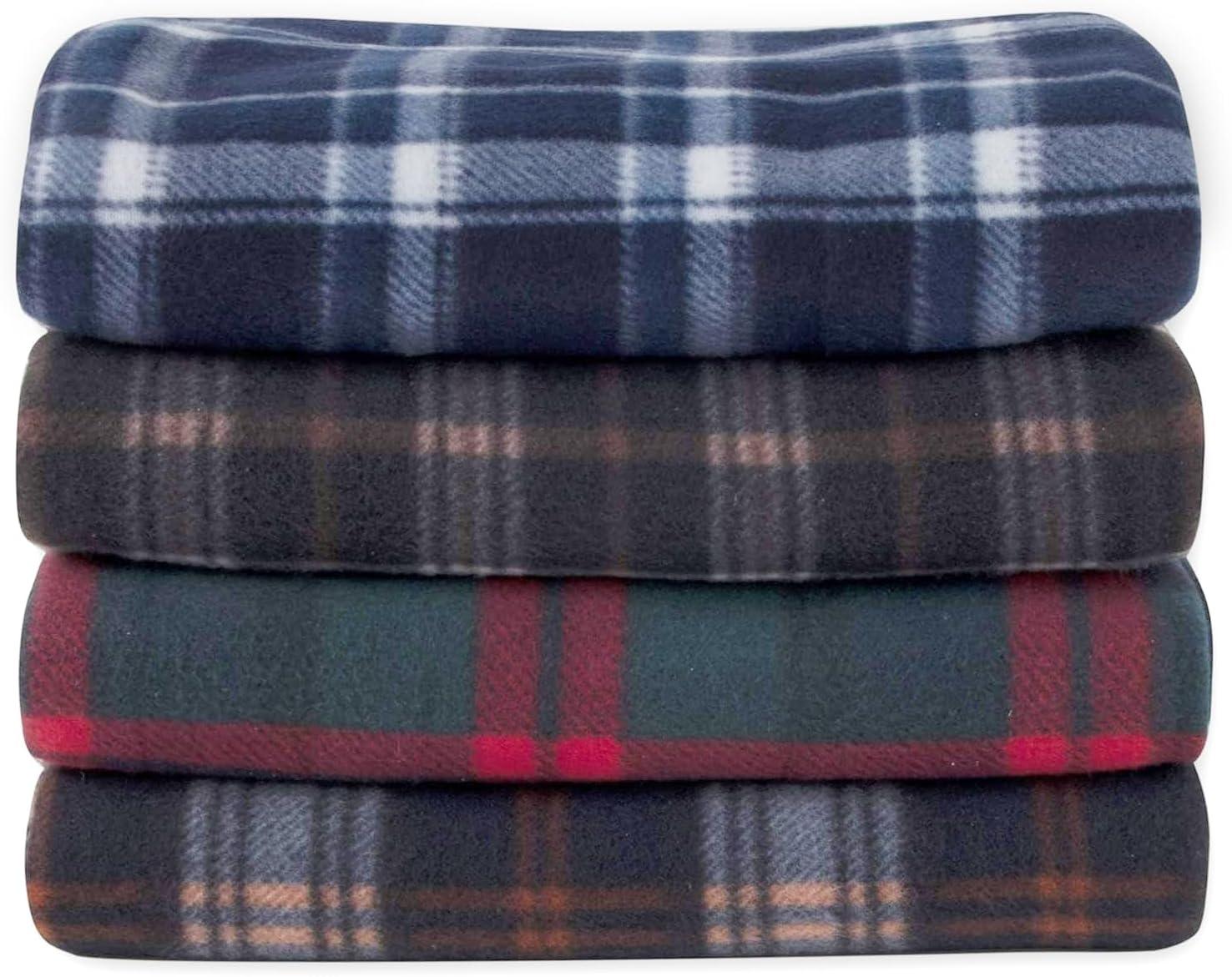 24 Pack of Bulk Wholesale 60”L x 50”W Plaid Color Fleece Throw Blankets for Fall, Winter, Spring, Summer, Men, Women, Children, Homeless, Charity Donation Drives in Assorted Plaid