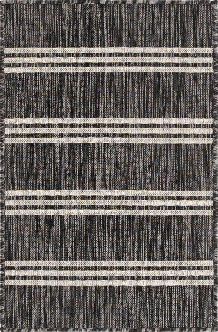 Jill Zarin Outdoor Collection Area Rug - Anguilla (2' x 3' 1" Rectangle Charcoal/Ivory)
