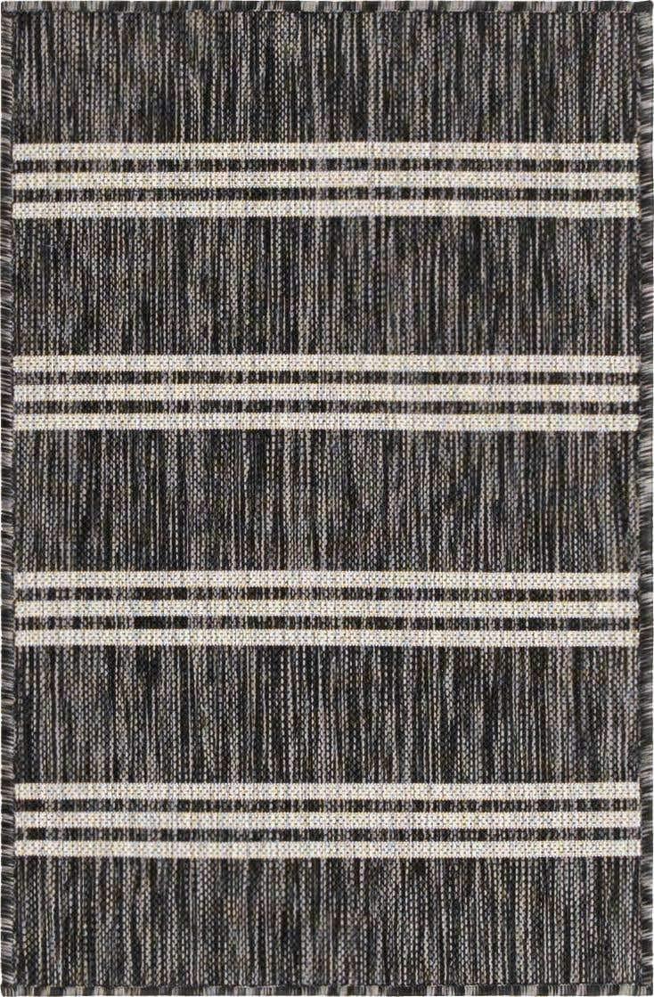 Jill Zarin Outdoor Collection Area Rug - Anguilla (2' x 3' 1" Rectangle Charcoal/Ivory)