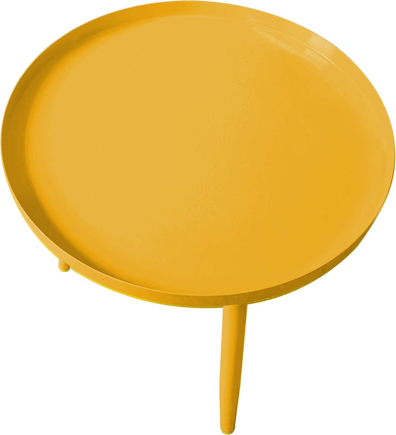 KB Designs - 3 Legs Modern Metal Round Side Sofa End Table, Yellow