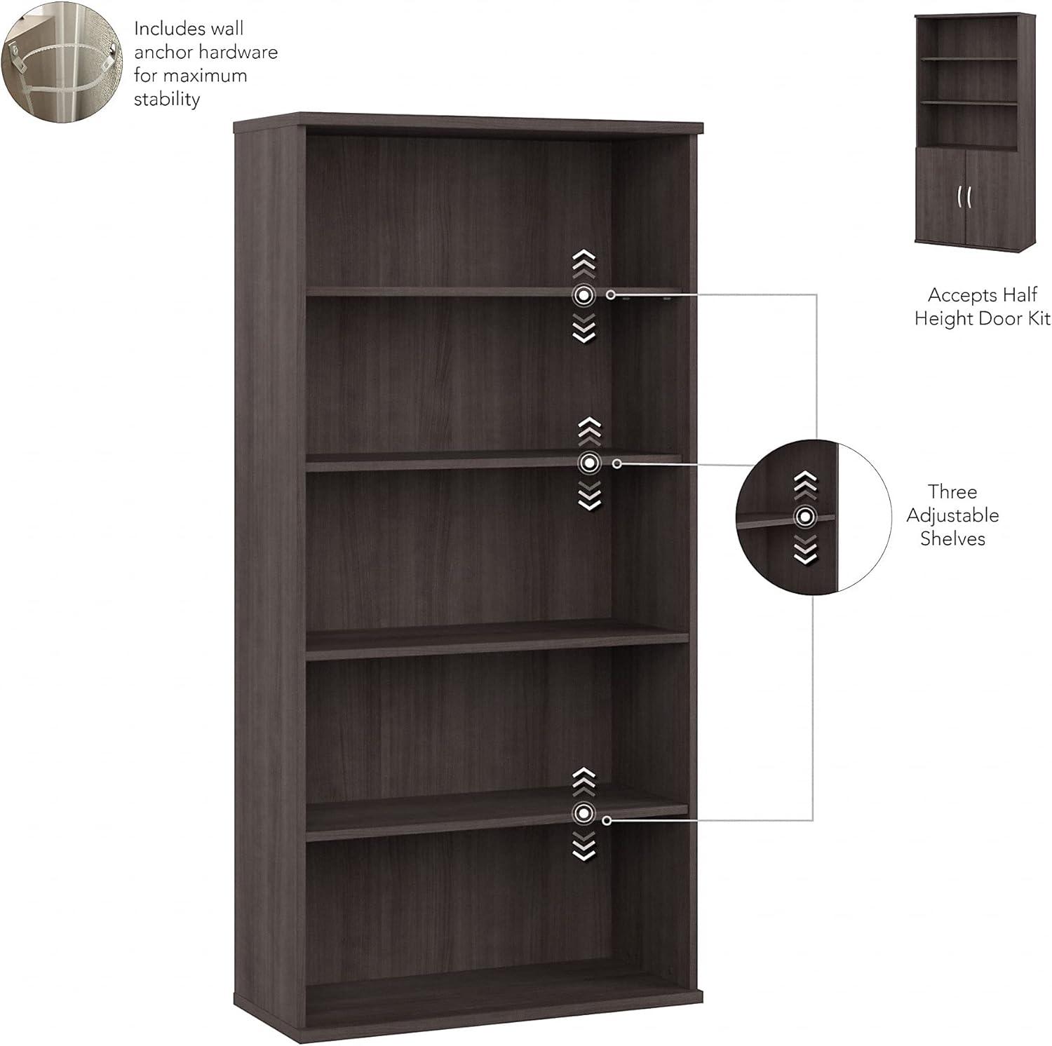 Bush Business Furniture Hybrid Tall 5 Shelf Bookcase