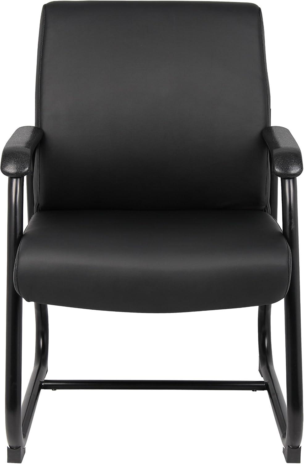 Boss Office Products Guest Chair Heavy Duty Black: Metal Frame, Fixed Arms, Padded, Sled Base, 350 lb Capacity