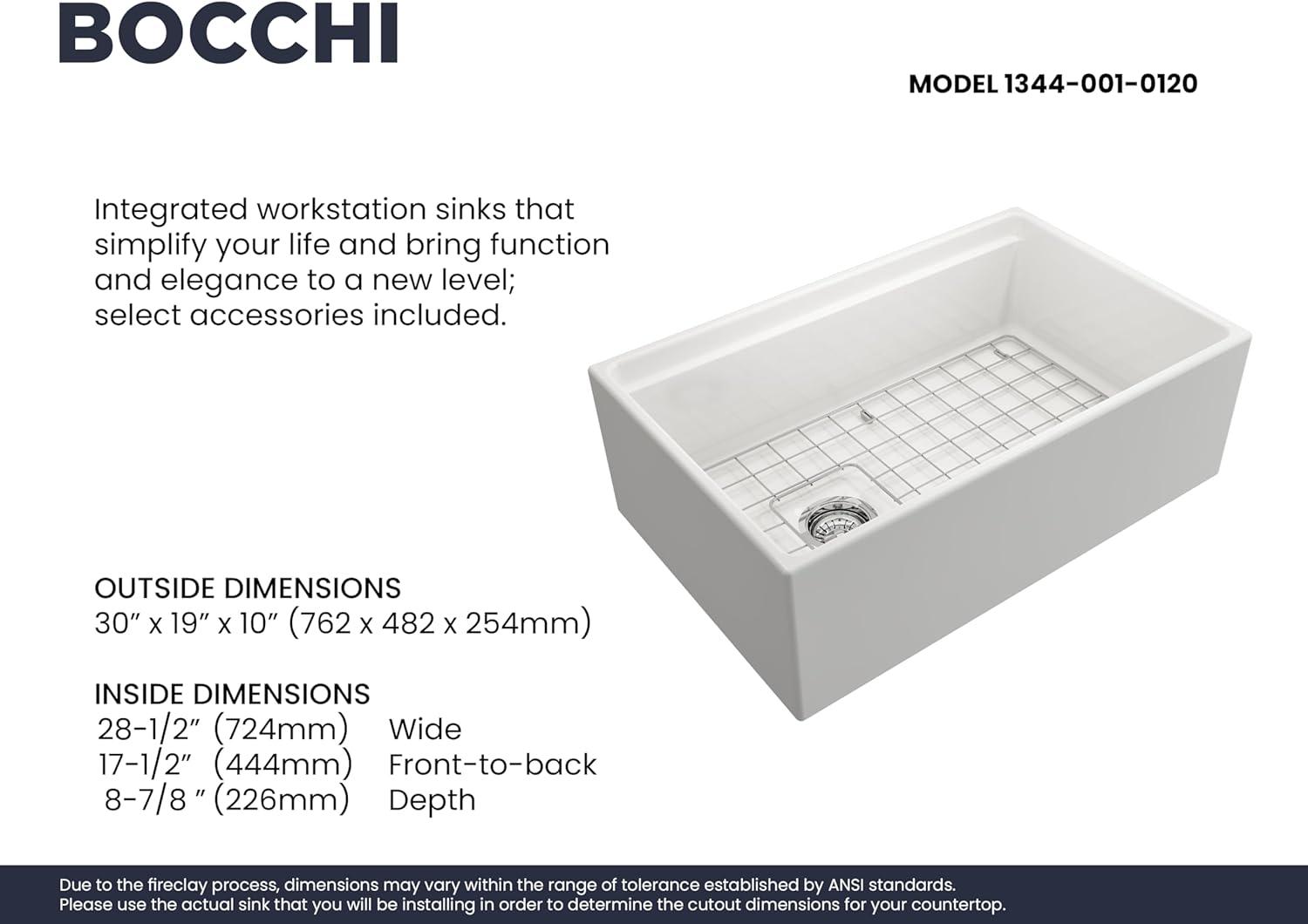 30'' L Farmhouse Apron-Front Single Bowl Fireclay Kitchen Sink