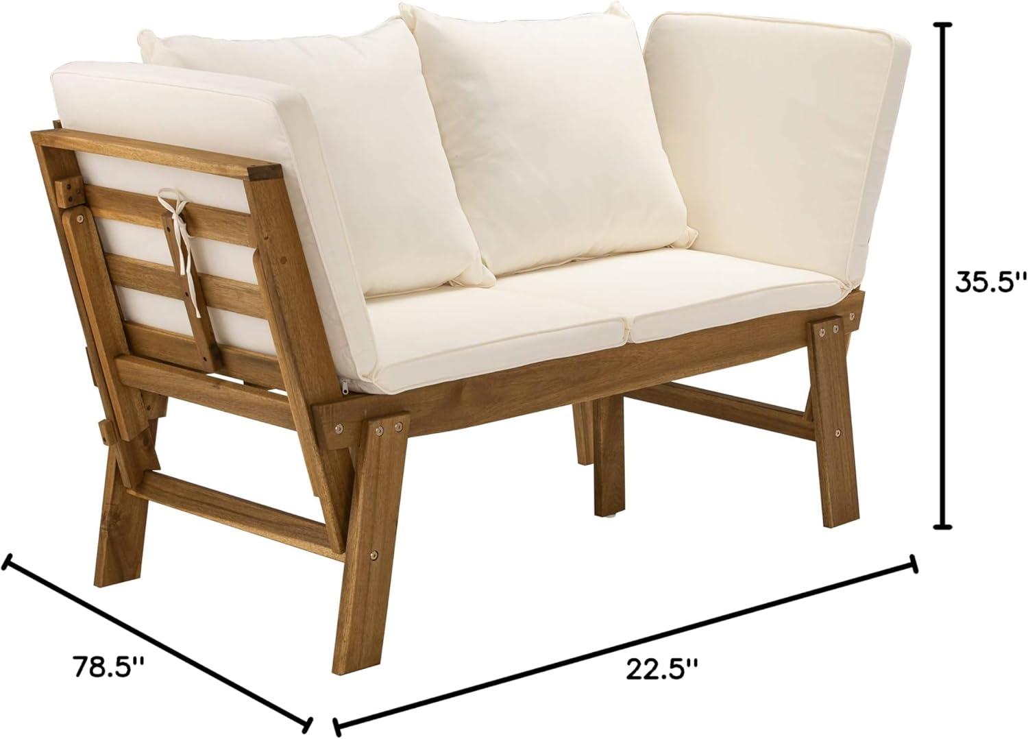 Holly & Martin Dolavon Outdoor Convertible Lounge Chair - Natural with Cream Cushions - SEI