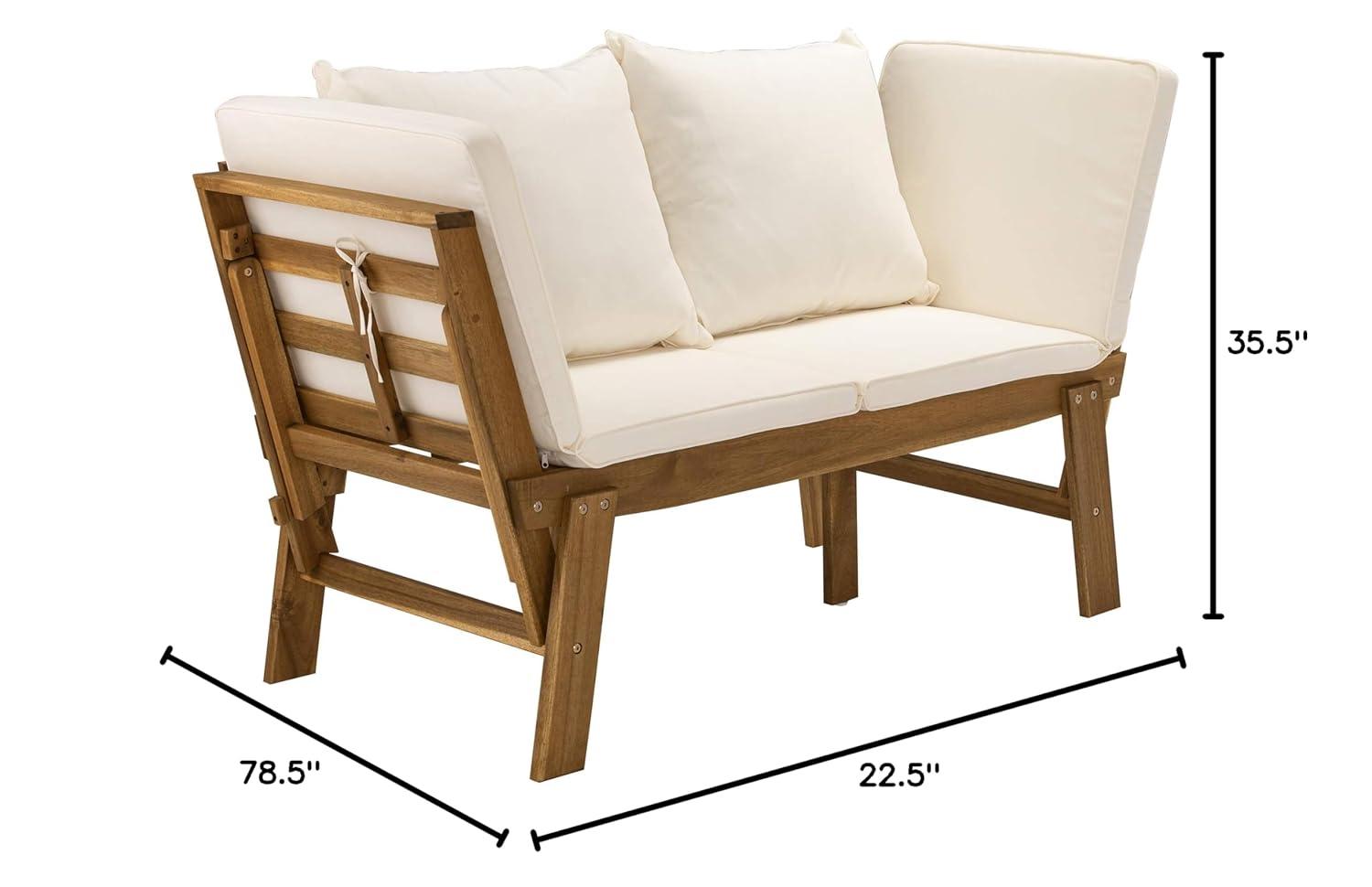 Holly & Martin Dolavon Outdoor Convertible Lounge Chair - Natural with Cream Cushions - SEI