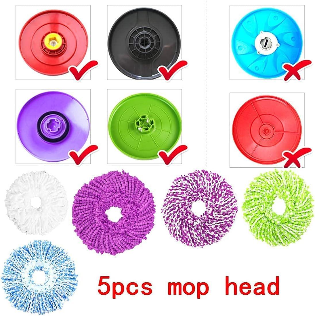 NICEMOVIC 5 Pack Spin Mop Replacement Head for 360° Spin Mop System, Round Shape Standard Universal Size Mop Head, Microfiber Spin Mop Refills Easy Cleaning and Machine Washable