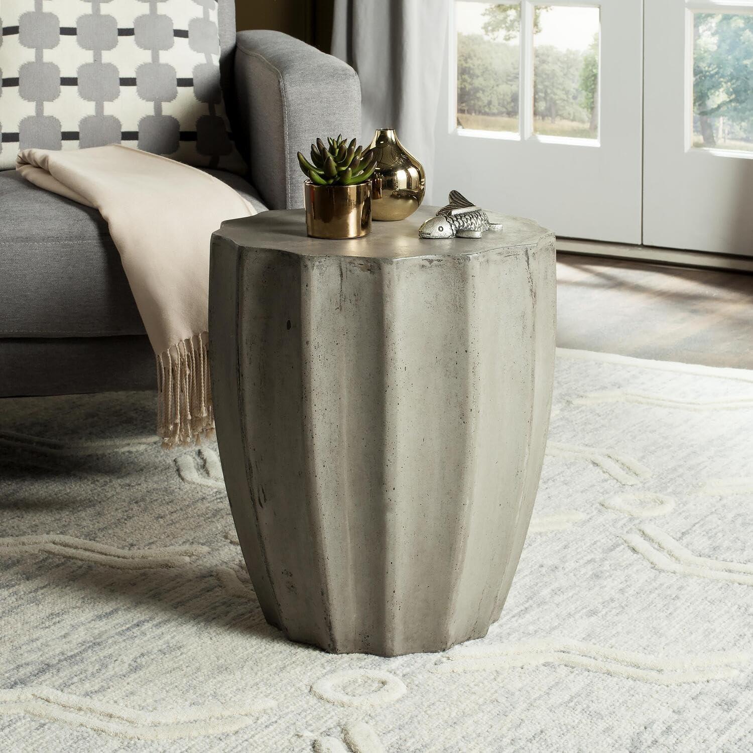 Jaslyn Concrete Indoor/Outdoor Accent Stool  - Safavieh