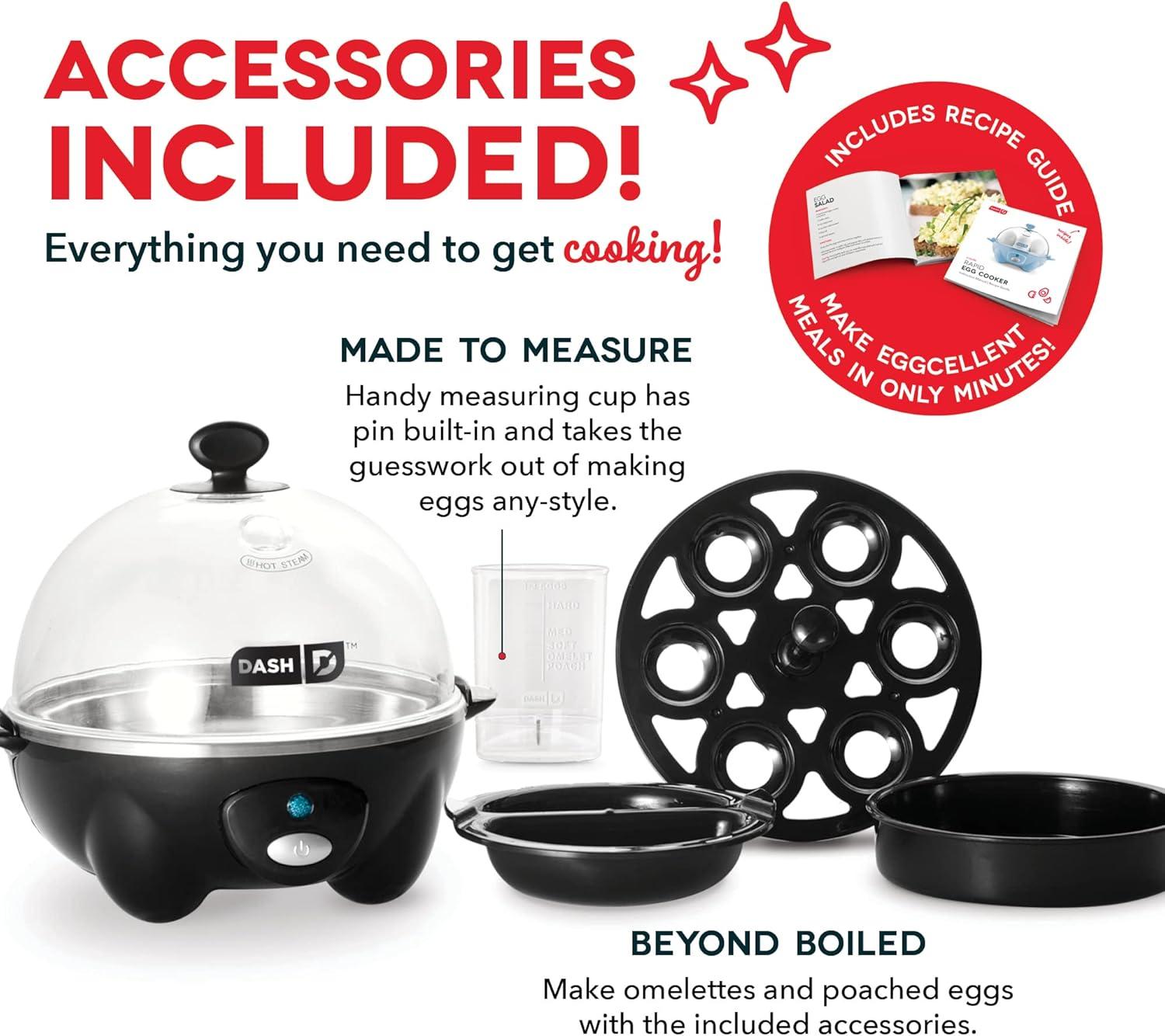 Black Electric 6-Egg Capacity Rapid Egg Cooker