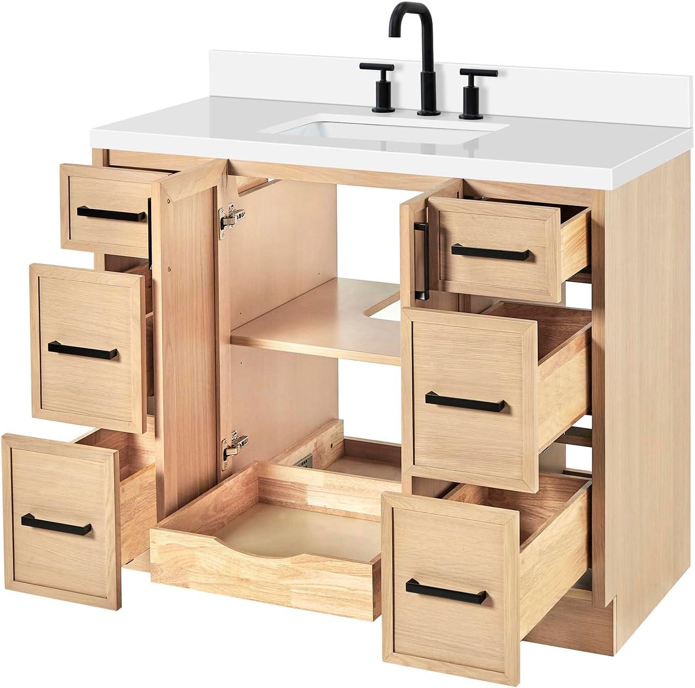 Ariel Kelly 43 Inch Single Rectangular Sink Bathroom Vanity With Quartz Countertop