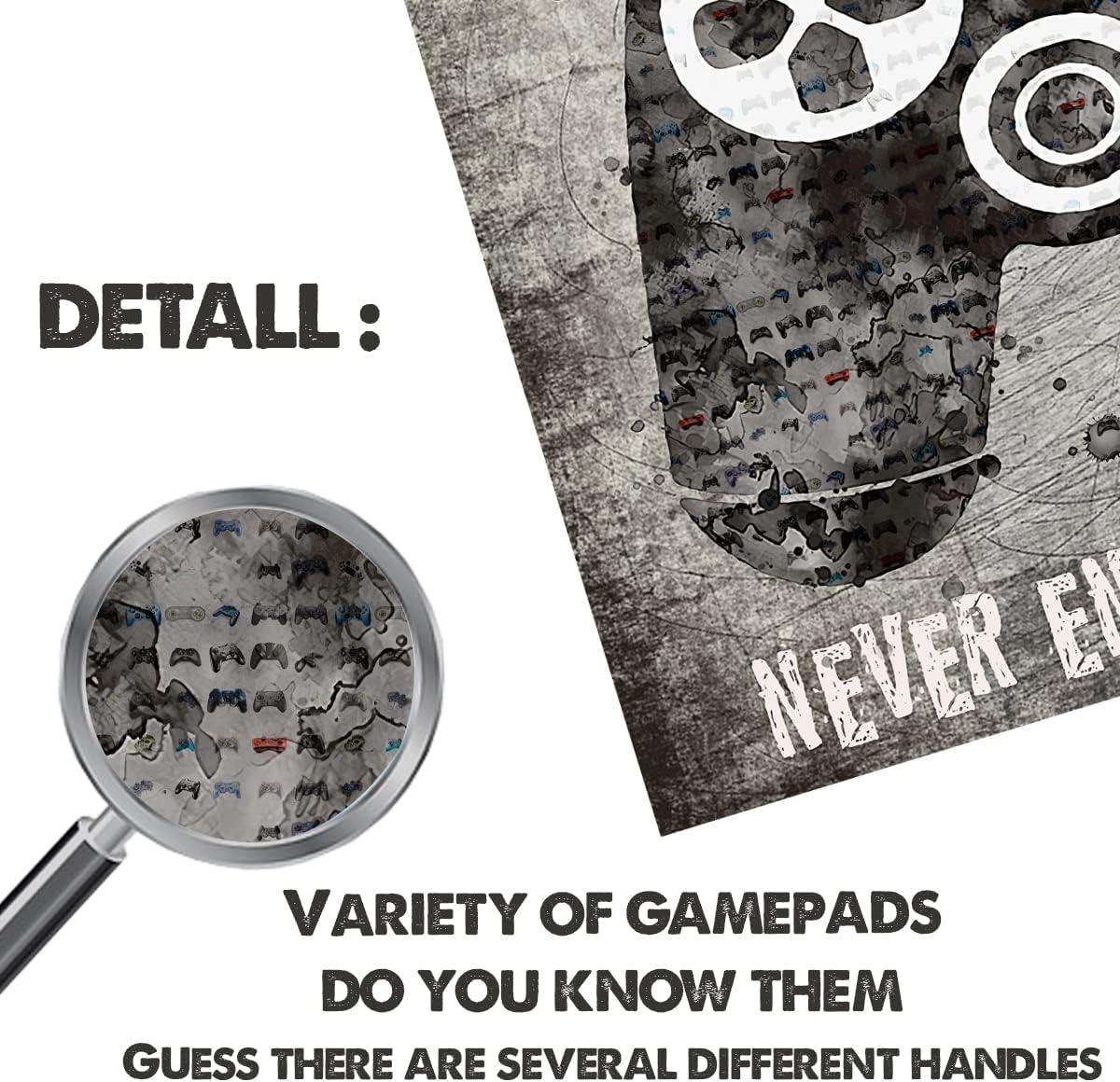 3 Pcs Framed Neon Gamer Symbol Canvas Wall Art Paintings Gaming Wall Decor Prints Pictures Posters Artwork for Kids Teenage Boys Game Room Playroom Bedroom Decoration Ready to hang Gifts for Gamers