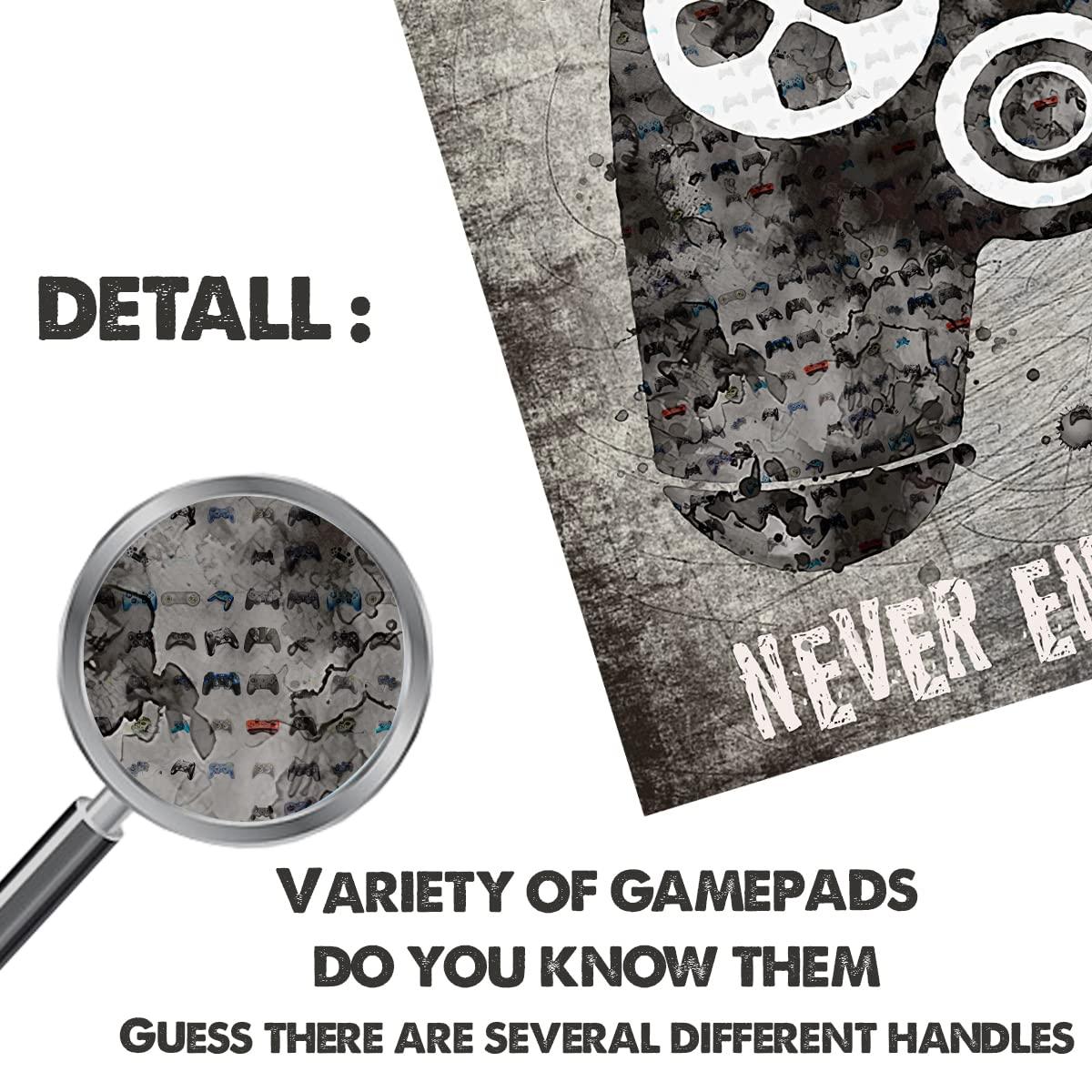 3 Pcs Framed Neon Gamer Symbol Canvas Wall Art Paintings Gaming Wall Decor Prints Pictures Posters Artwork for Kids Teenage Boys Game Room Playroom Bedroom Decoration Ready to hang Gifts for Gamers