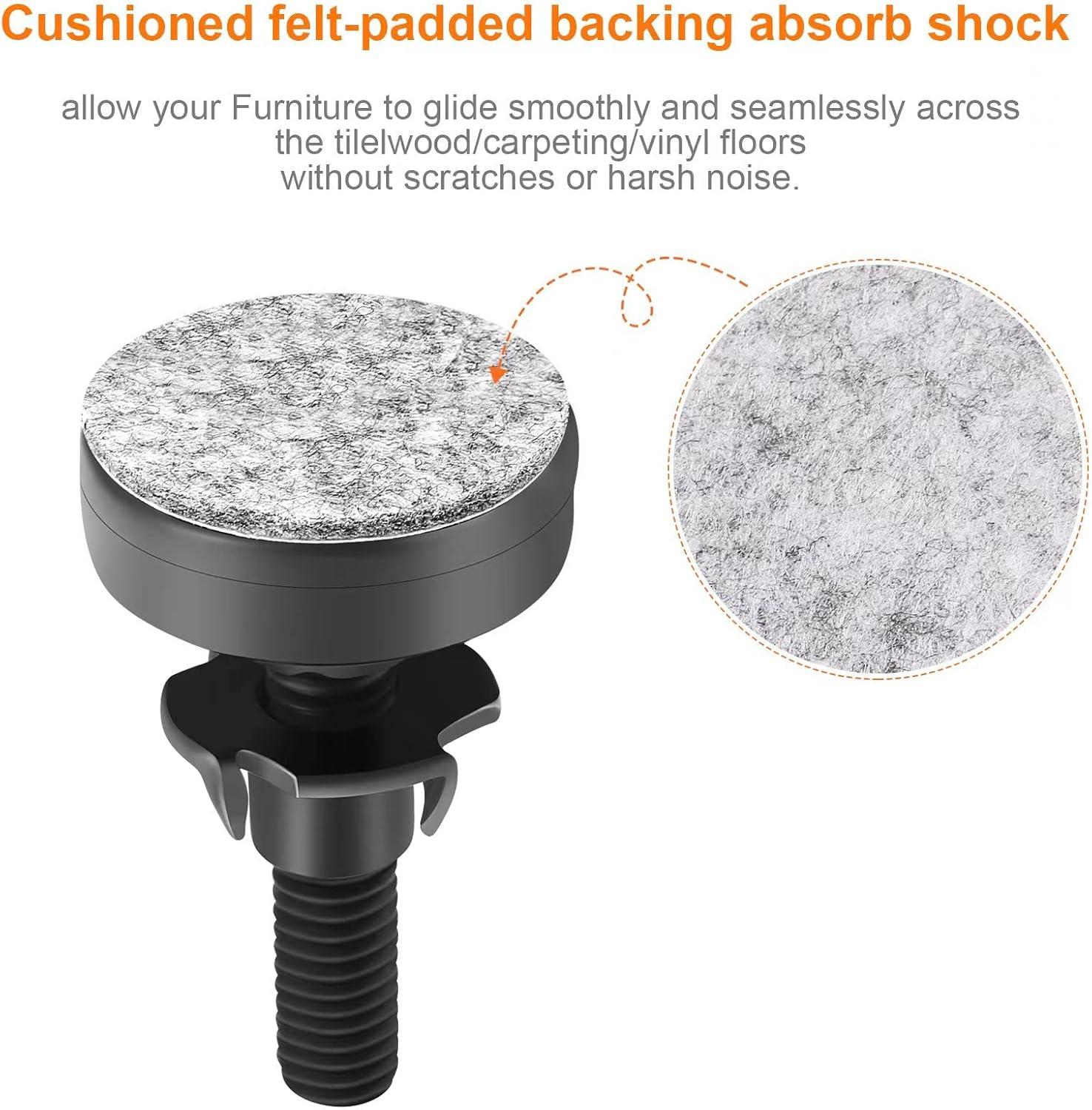 Leveling Feet, Adjustable Furniture Levelers for Furniture Leg Levelers, Table Chairs Cabinets Sofa Raiser, Heavy Duty Support 2640LBs, T- Nut Kit 3/8”-16 Thread, Large Base (8 Set, Black)