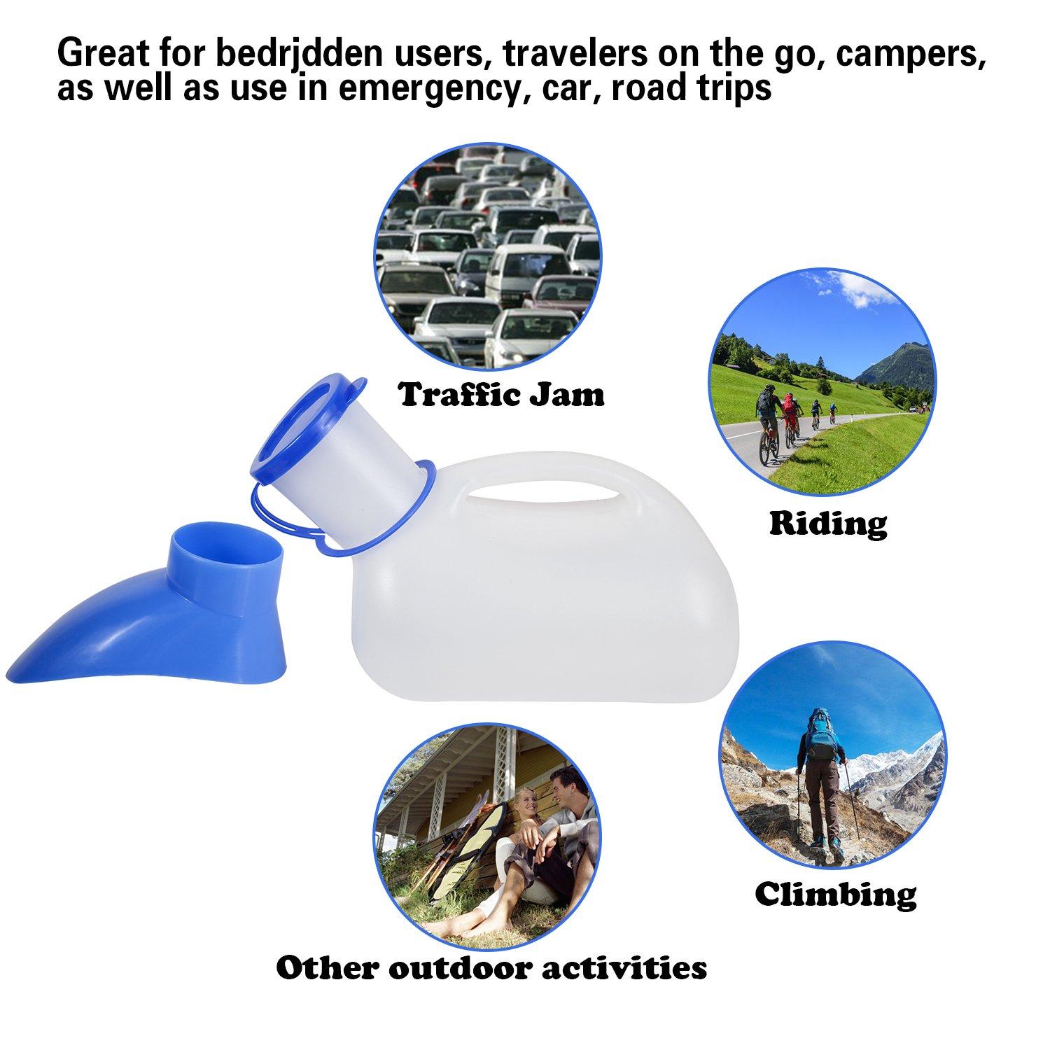 Unisex Urinal Bottle for Men and Women, Pee Bottle with Lid and Funnel, Travel Urinal Kit for Camping Outdoor, with a Carry Bag