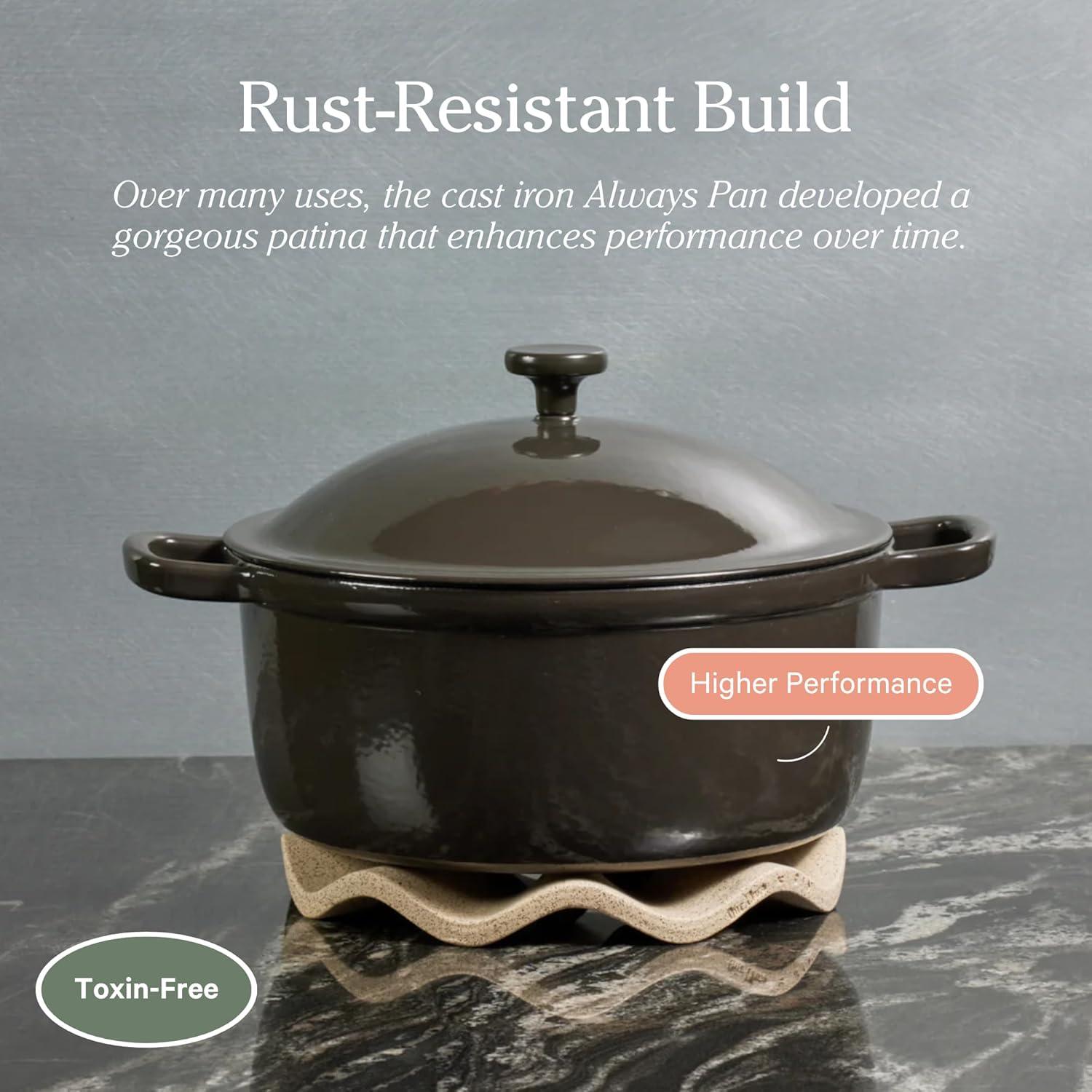 Our Place 5.5qt 10.5" Cast Iron Perfect Pot - Spice: Cookware, Enamel, Hand Wash, Non-Induction, Gas, Electric Compatible