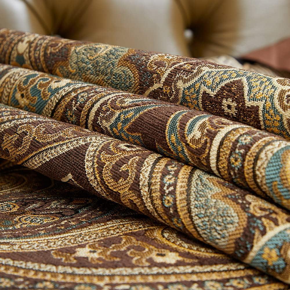 Luxury Vintage Design Table Runners 108 inches long Embroidery Jacquard Fabric with Multi-Tassels table runners for Dining Room Dresser Wedding holiday Party fireplace Decorations (Coffee, 12X108inch)