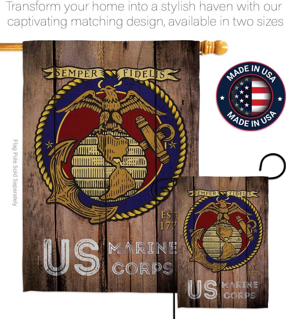 Angeleno Heritage G135083-BO 13 x 18.5 in. US Marine Corps Garden Flag with Armed Forces Double-Sided Decorative Vertical Flags House Decoration Banner Yard Gift