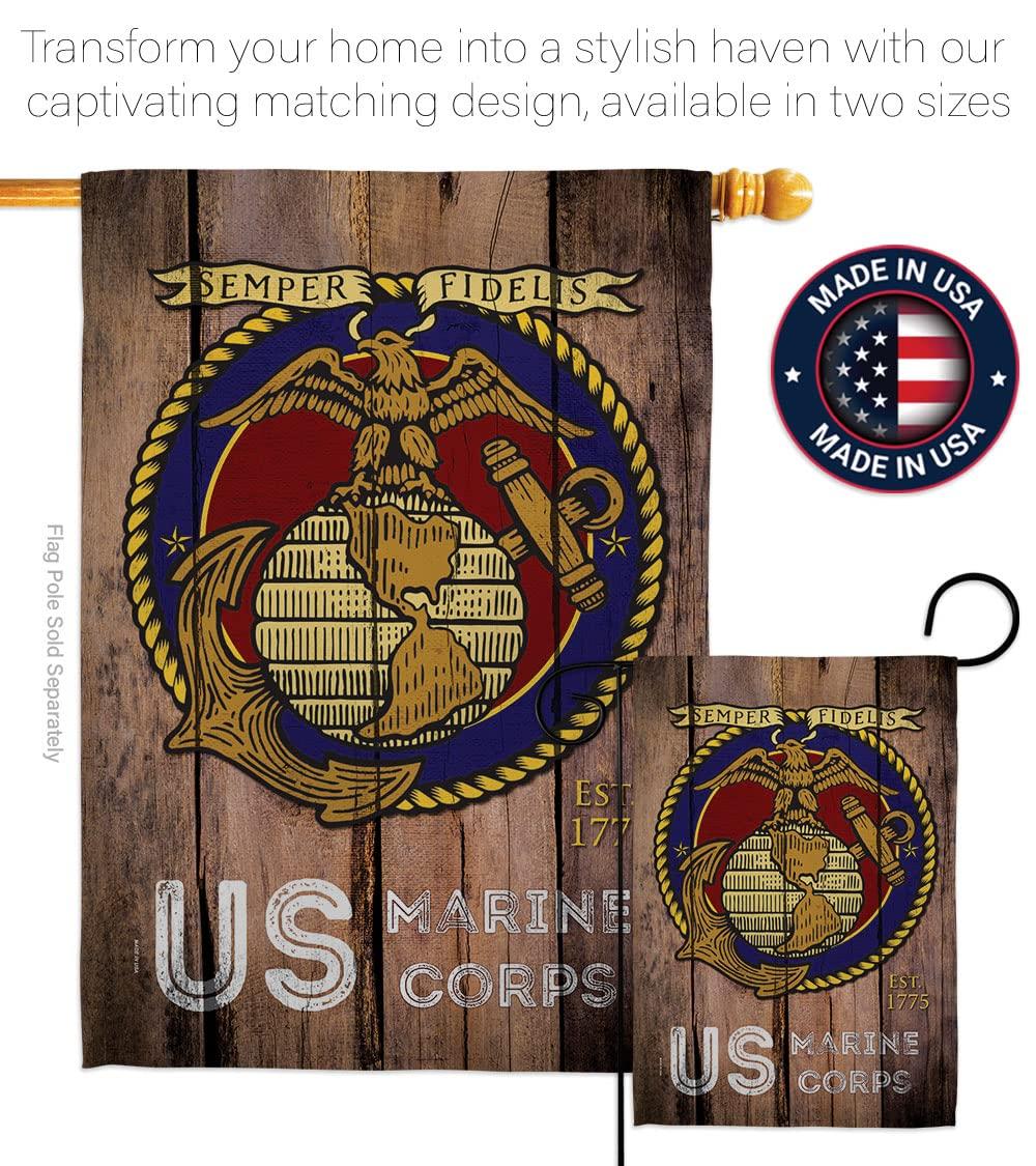 Angeleno Heritage G135083-BO 13 x 18.5 in. US Marine Corps Garden Flag with Armed Forces Double-Sided Decorative Vertical Flags House Decoration Banner Yard Gift