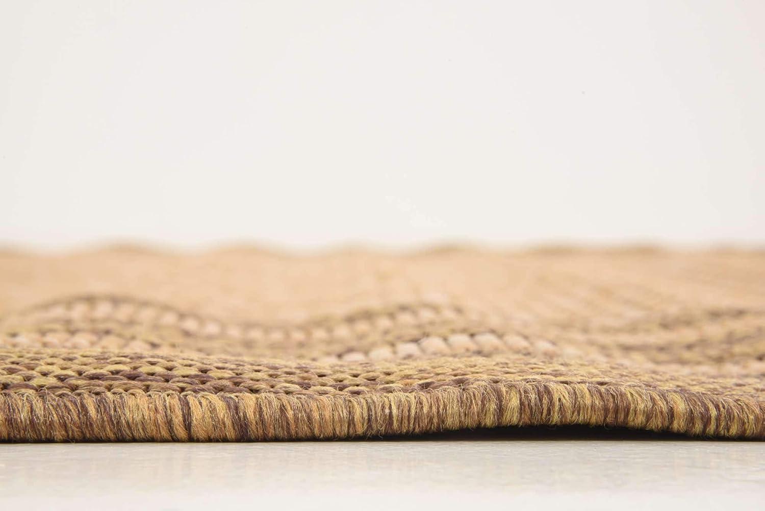 Unique Loom 5' 3 x 8' 0 Light Brown Outdoor Border Multi Border Area Rug