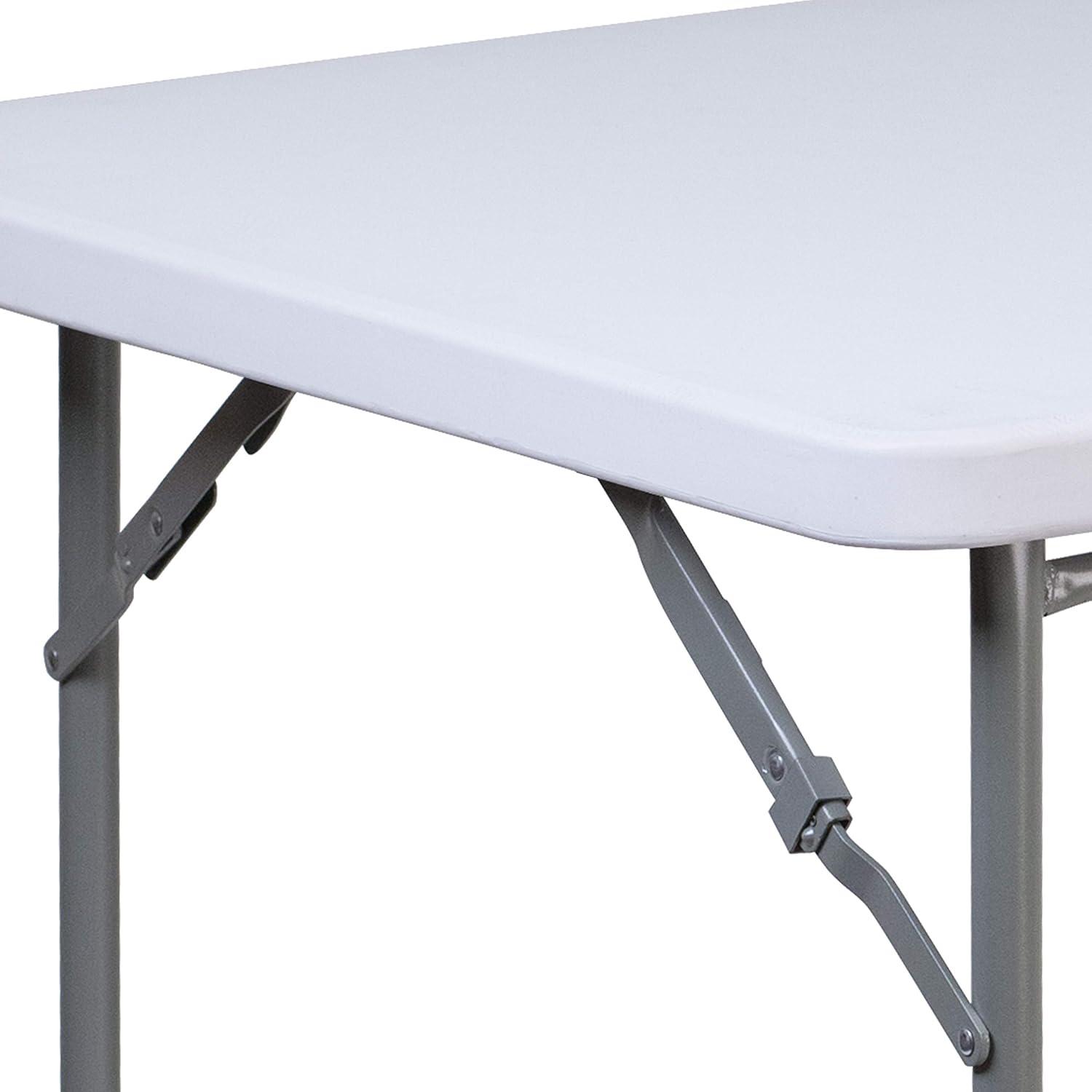 Emma and Oliver 2.81-Foot Square Granite White Plastic Folding Table - Card Table/Game Table