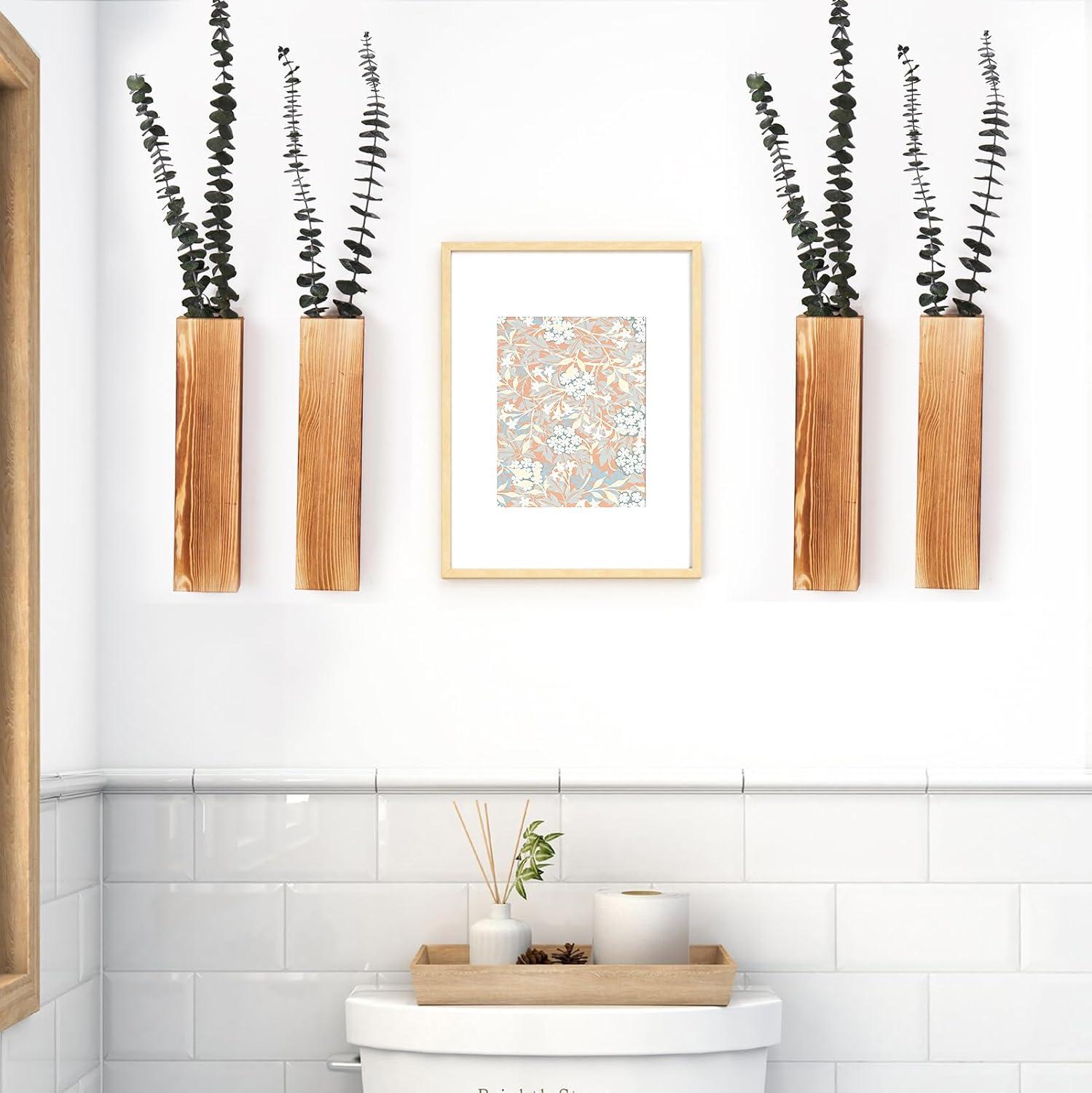 Wall Planters for Indoor Plants Modern Farmhouse Wooden Pocket Wall Vases for Dried Flowers and Faux Plants 4 Pack