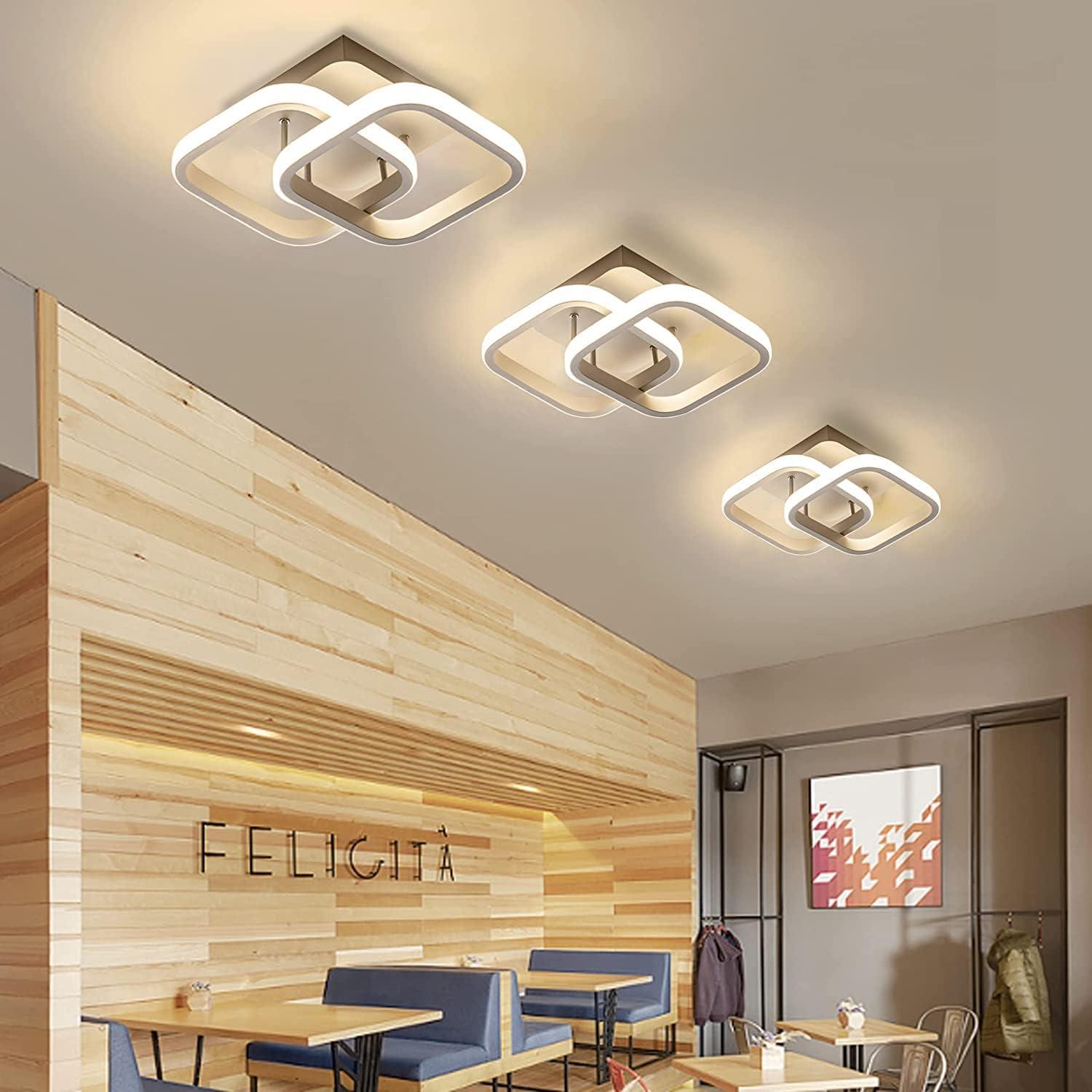ADISUN LED Ceiling Light 2 Rings Flush Mount LED Ceiling Lights Fixture Dimmable with Remote Control Aluminum Lighting Fixture, White