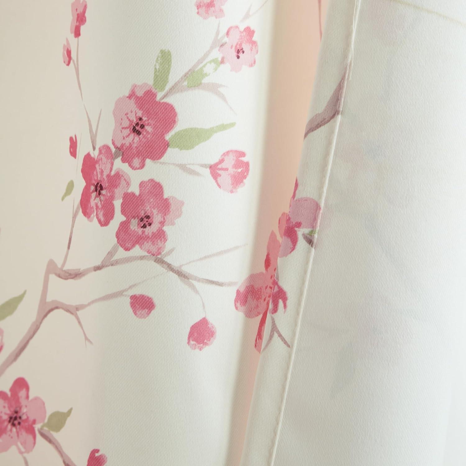 HLC.ME Jasmine Floral Patterned Window Rod Pocket Curtains - Light Blocking Darkening Window Panels, Set of 2 - Pink, 52 W x 96 L