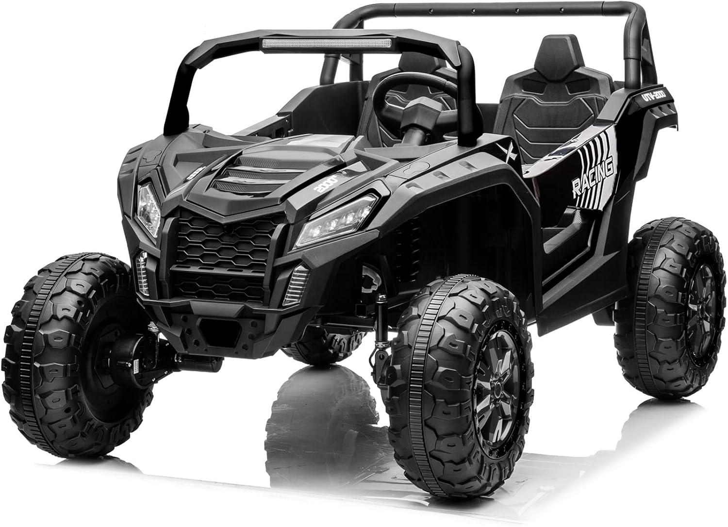 24V Ride on Car 2 Seater Ride on UTV 4X4 Off-Road UTV for Kids 4X200W Powerful Motor Kids' Electric Vehicles with Remote Control, Spring Suspension, Led Light, Bluetooth Music, Green