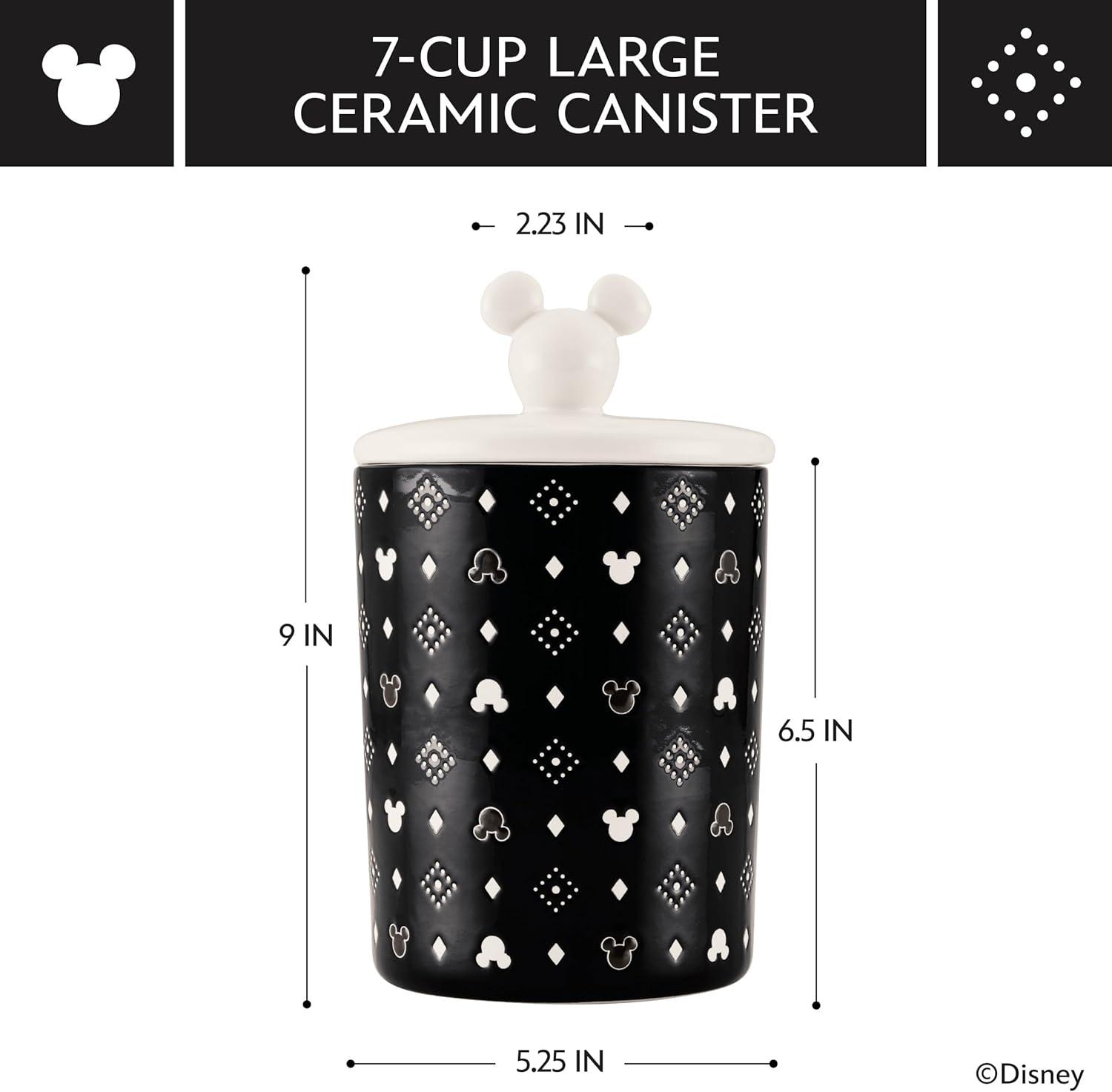 Black Geometric Ceramic Canister with Lid, 7 Cup