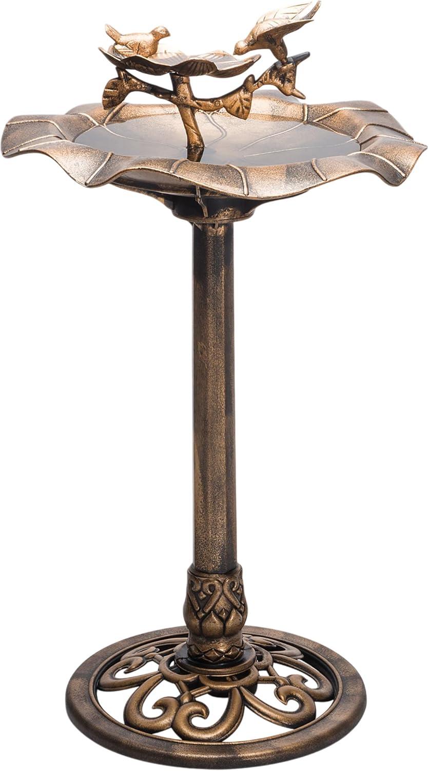 Bronze 34" Plastic Bird Bath with Stand and Stake