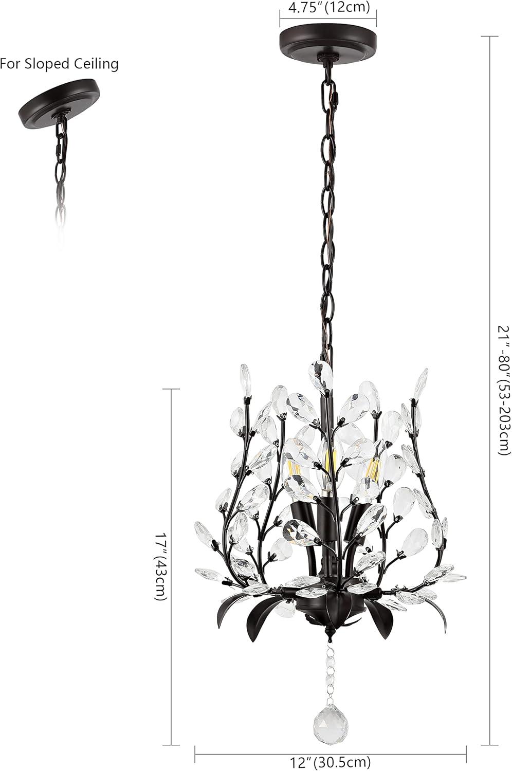 Adoria 12" 3-Light Contemporary Bohemian Iron/Acrylic LED Pendant, Oil Rubbed Bronze/Clear