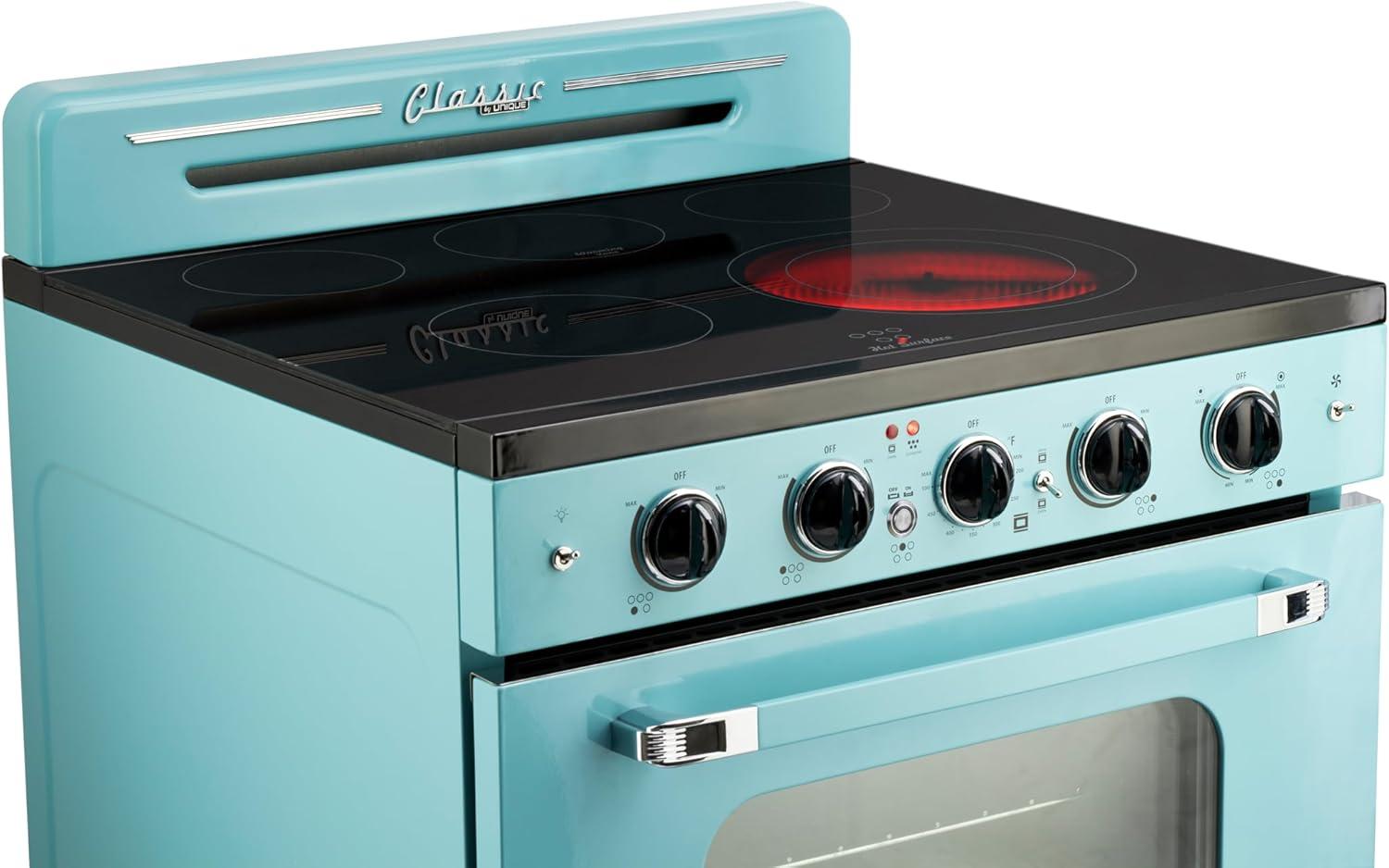 Classic Retro 30" 5 Element 3.9 cu. ft. Freestanding Electric Glass Top Range with Convection Oven