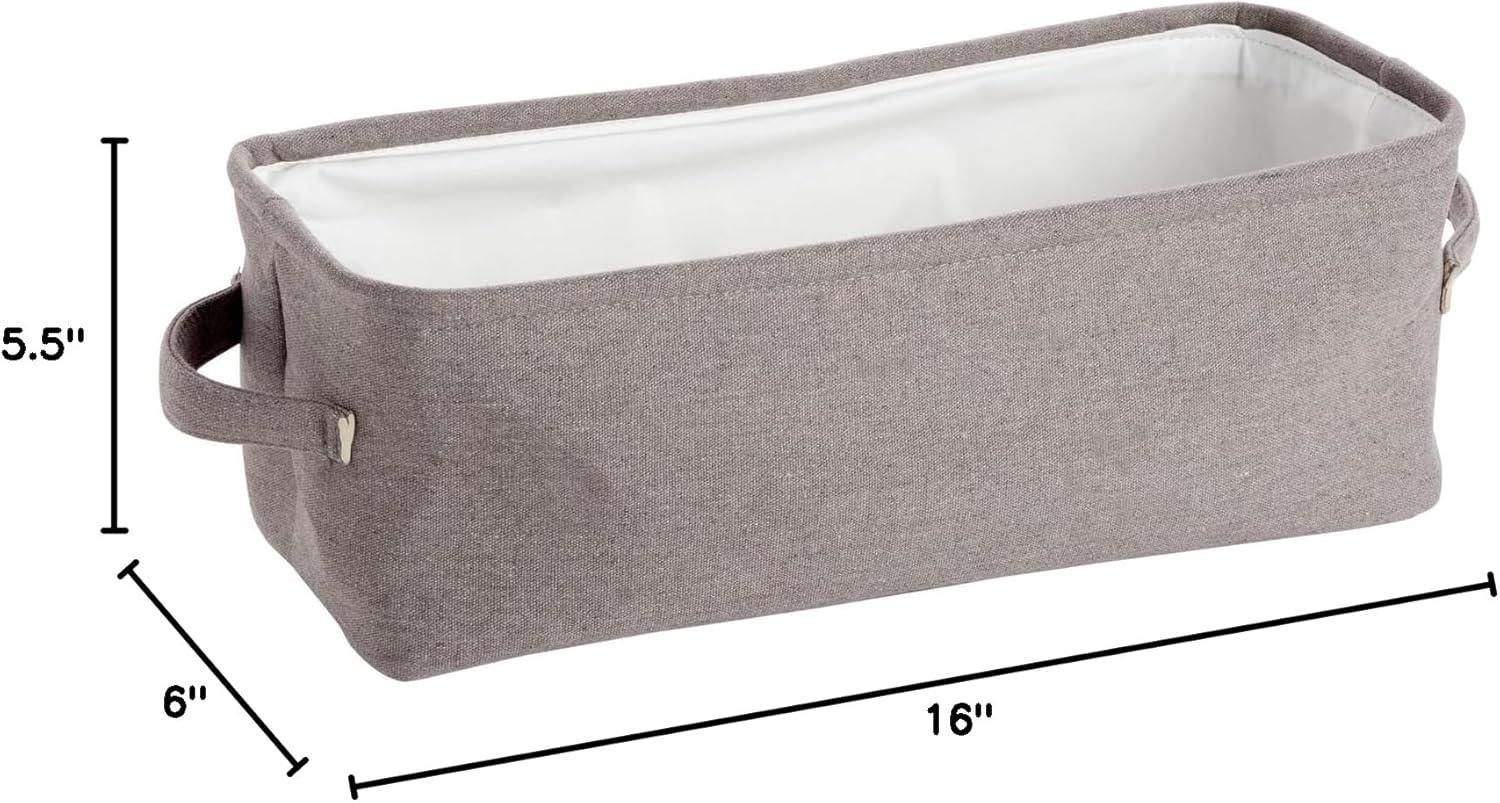 Gray Jute Fabric Storage Bin Basket Container Cubes Organizer with Handles Rectangular 16"x6"x5.25"