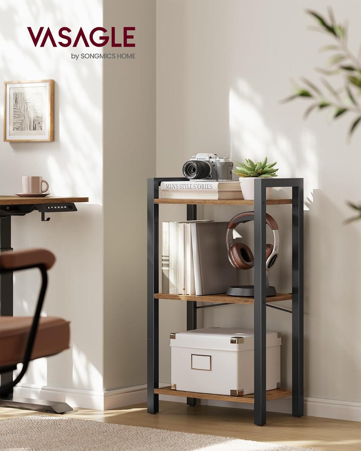 VASAGLE 6-Tier Bookshelf, Bookcase with Steel Frame, Book Shelf for Living Room, Home Office, Study, 11.8 x 31.5 x 73.2 Inches, Industrial Style, Rustic Brown and Ink Black ULLS082B01