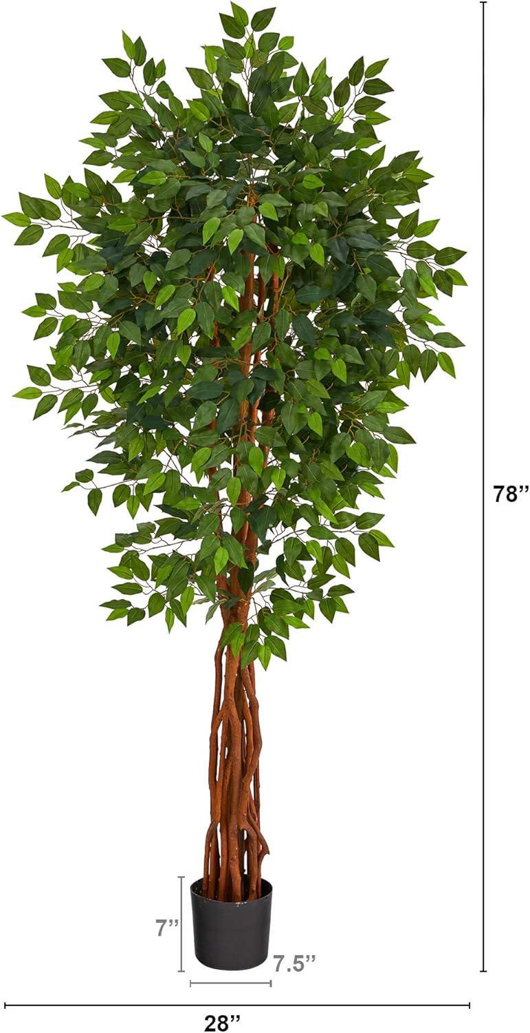 Nearly Natural 6.5-ft Super Deluxe Ficus Artificial Tree with Natural Trunk