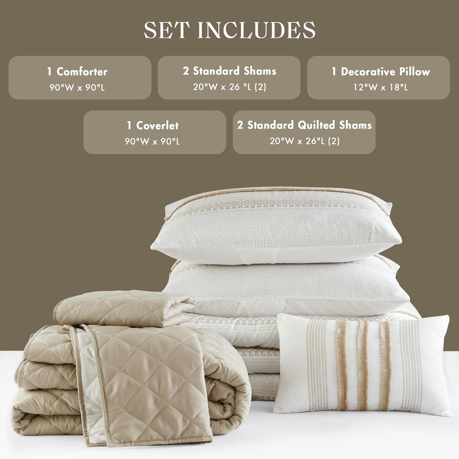 Madison Park Carolina 7 Piece Stripe Comforter And Quilt Set