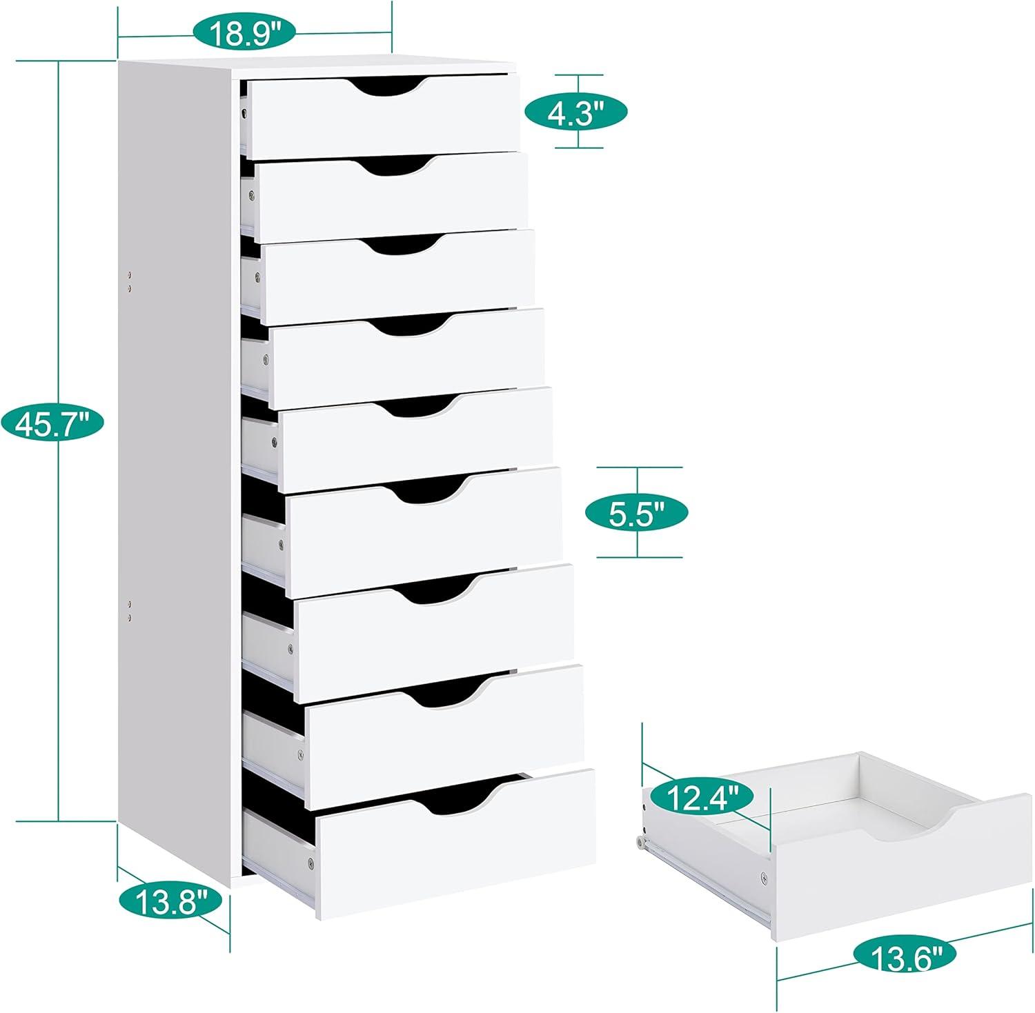 Gray 9-Drawer Tall Dresser with Casters