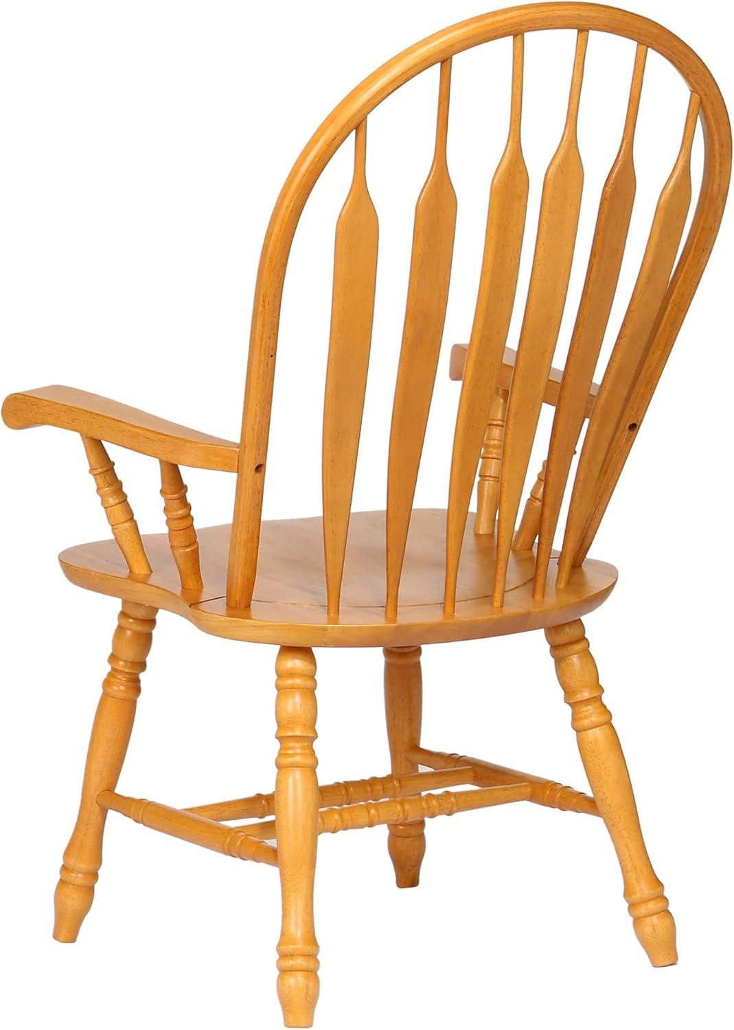 Selections Comfort Windsor Dining Chair with Arms Light Oak Solid Wood Armchair